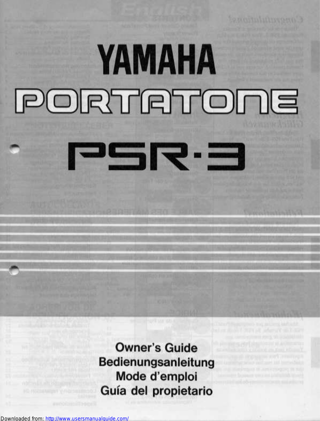 Yamaha Audio PSR-3 User Manual