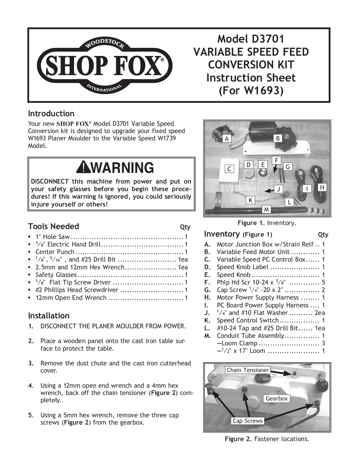 Shop fox D3701 User Manual