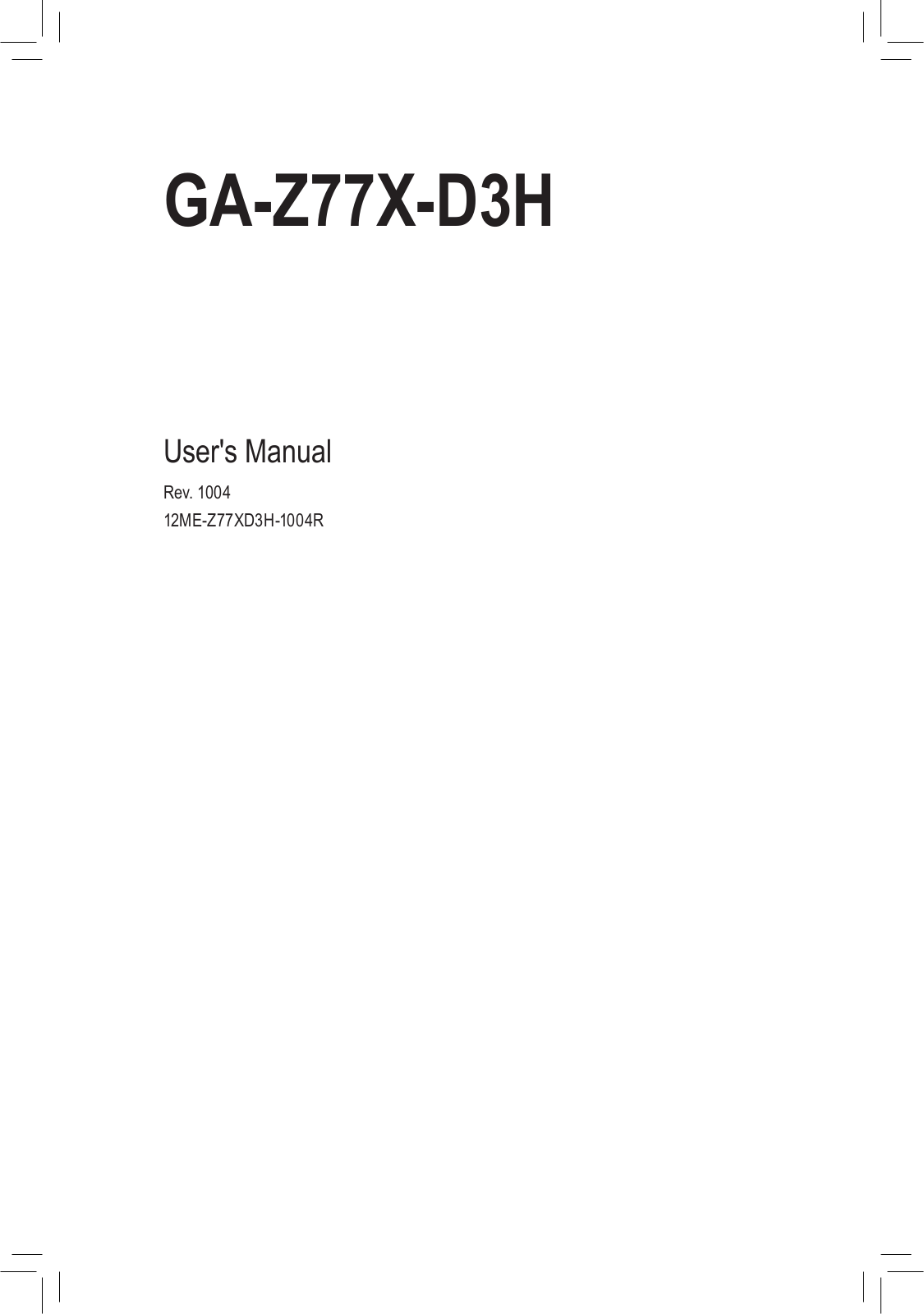 Gigabyte GA-Z77X-D3H User Manual