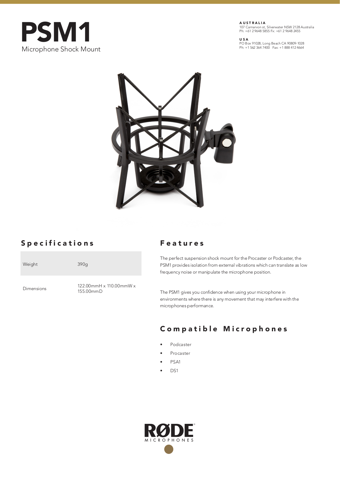 Rode PSM1 Datasheet