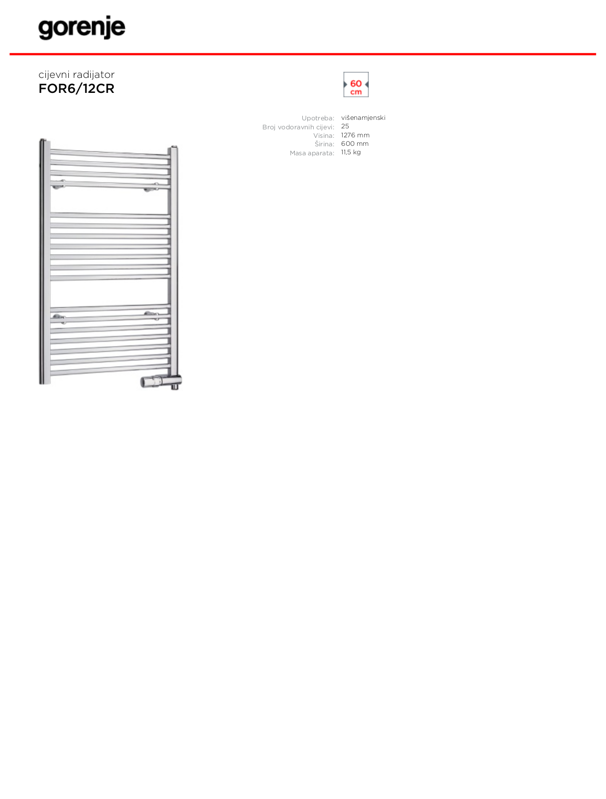 Gorenje FOR6-12CR DATASHEET