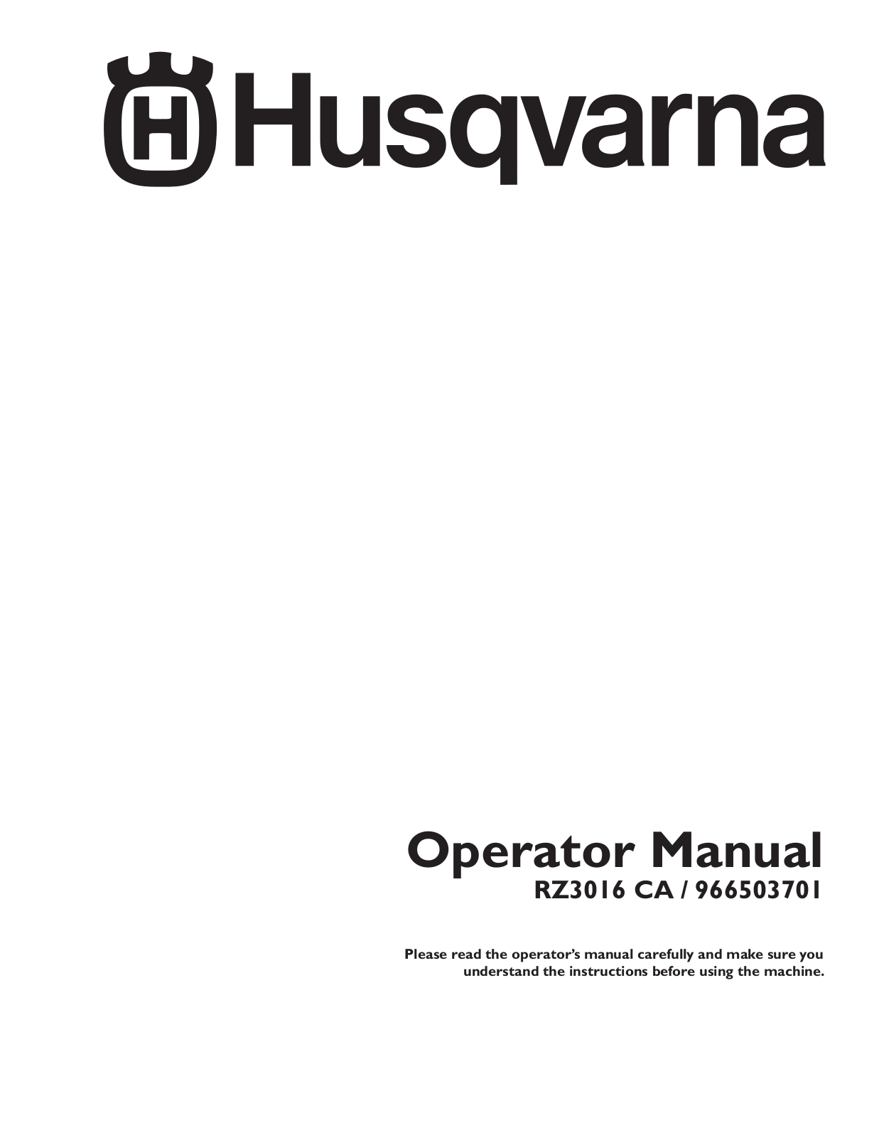 Husqvarna 966503701, ZERO User Manual