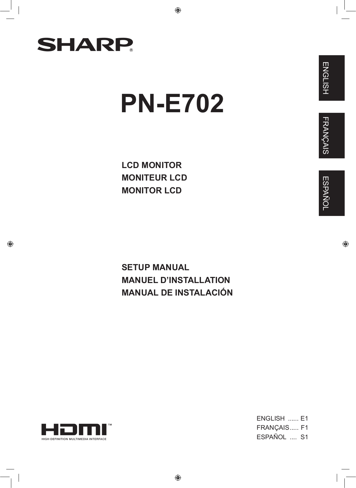 Sharp PN-E702 User Manual