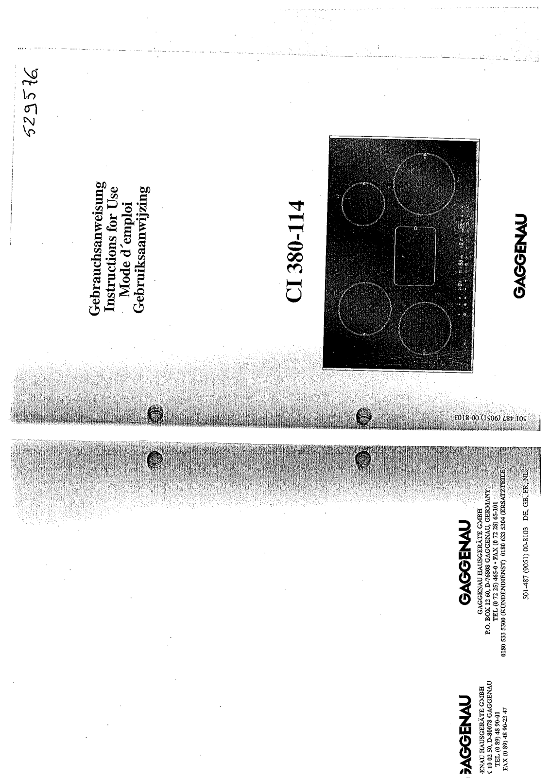 GAGGENAU CI380114 User Manual