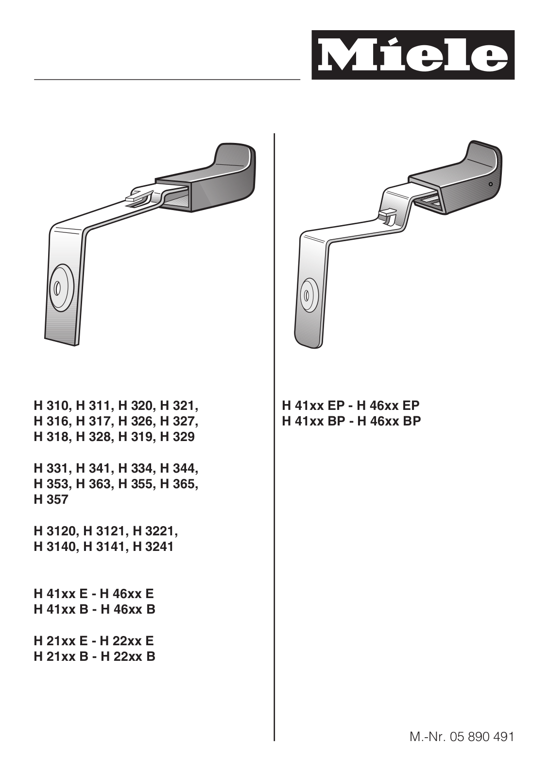 Miele H 310, H 311, H 320, H 321, H 316 Assembly instructions