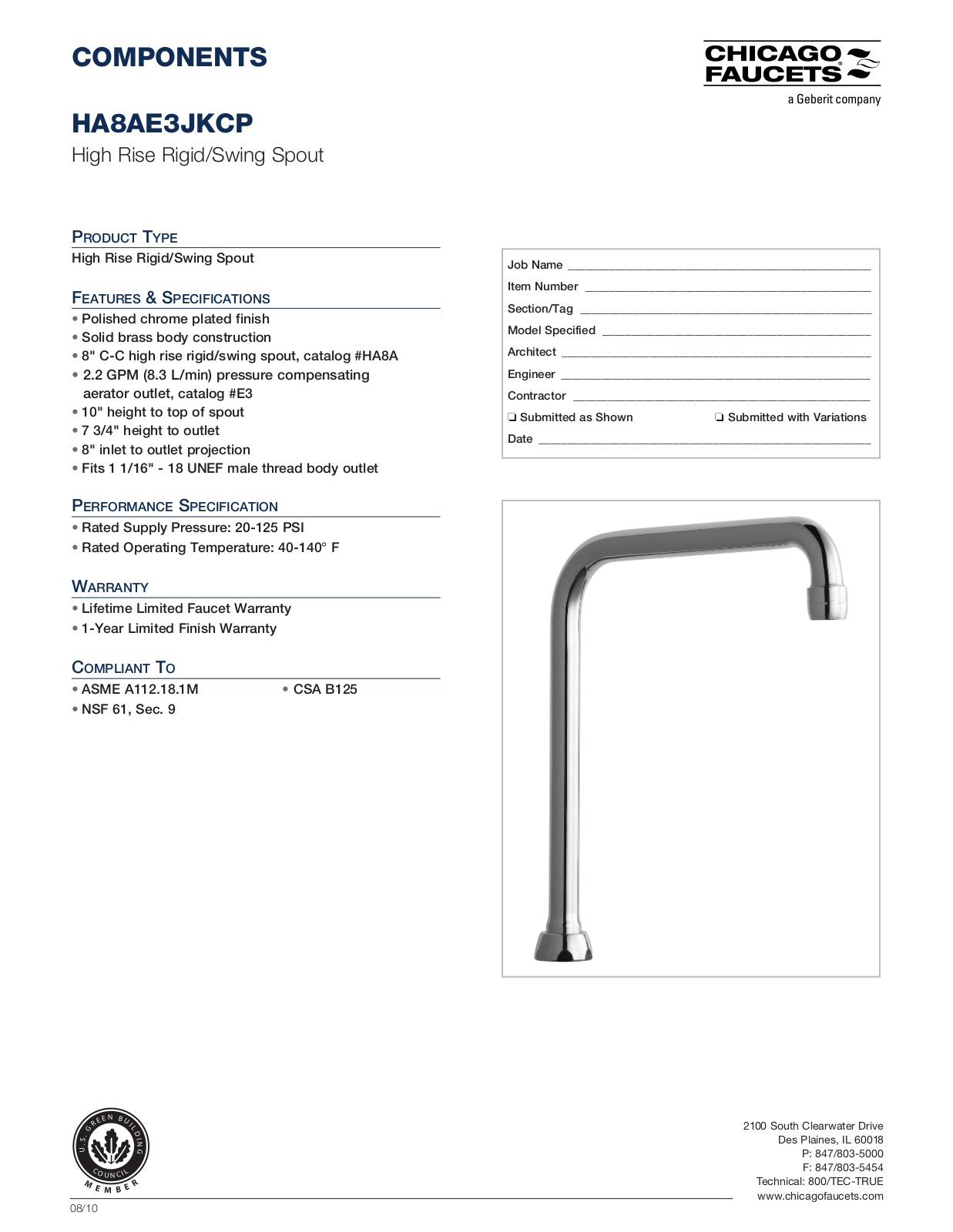 Chicago Faucet HA8AE3JK User Manual