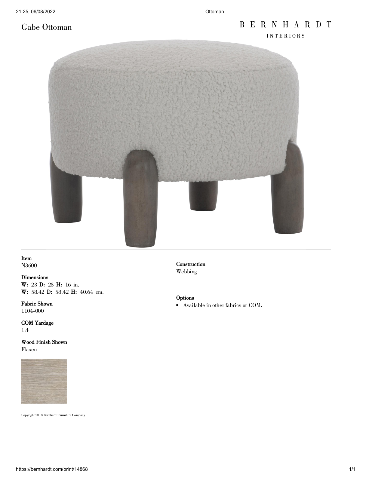 Bernhardt BHT13782 Specifications - ManualMachine.com