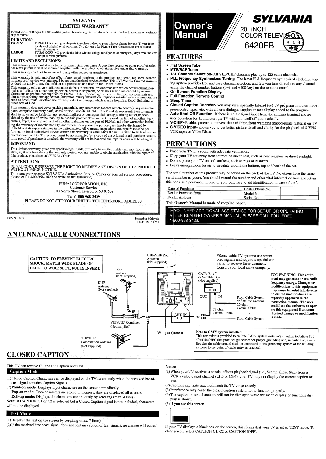 Sylvania 6420FB User Manual