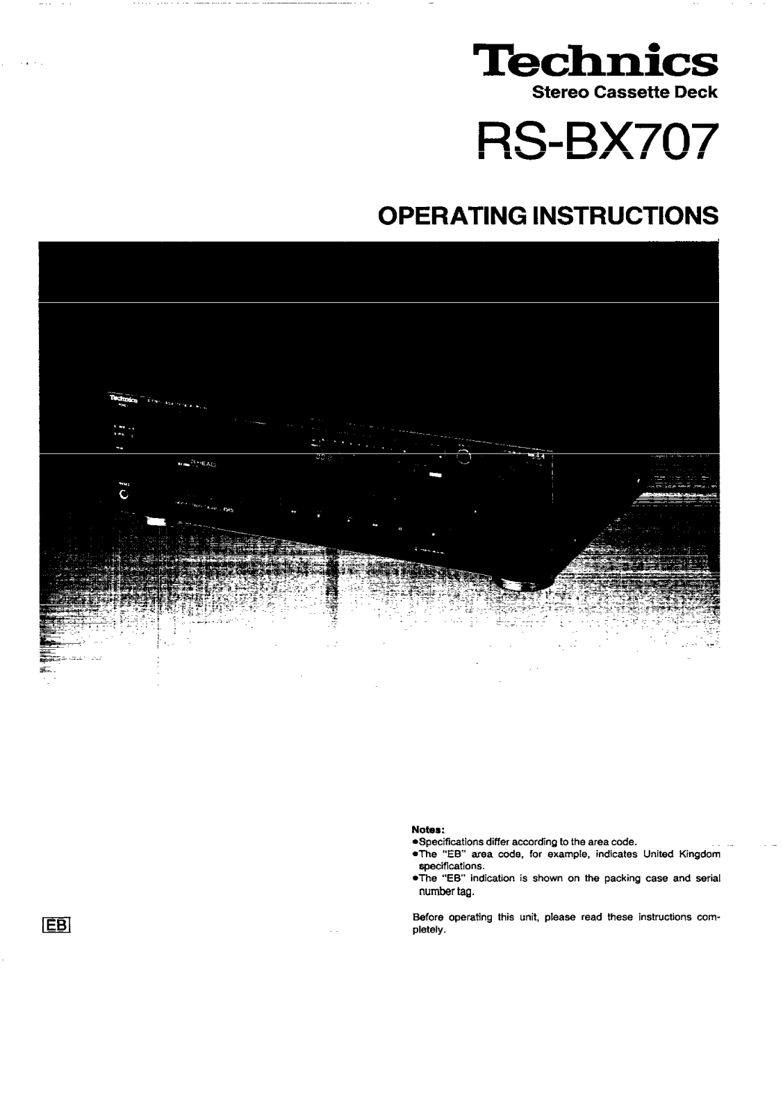 Panasonic RS-BX707 Operating Instructions