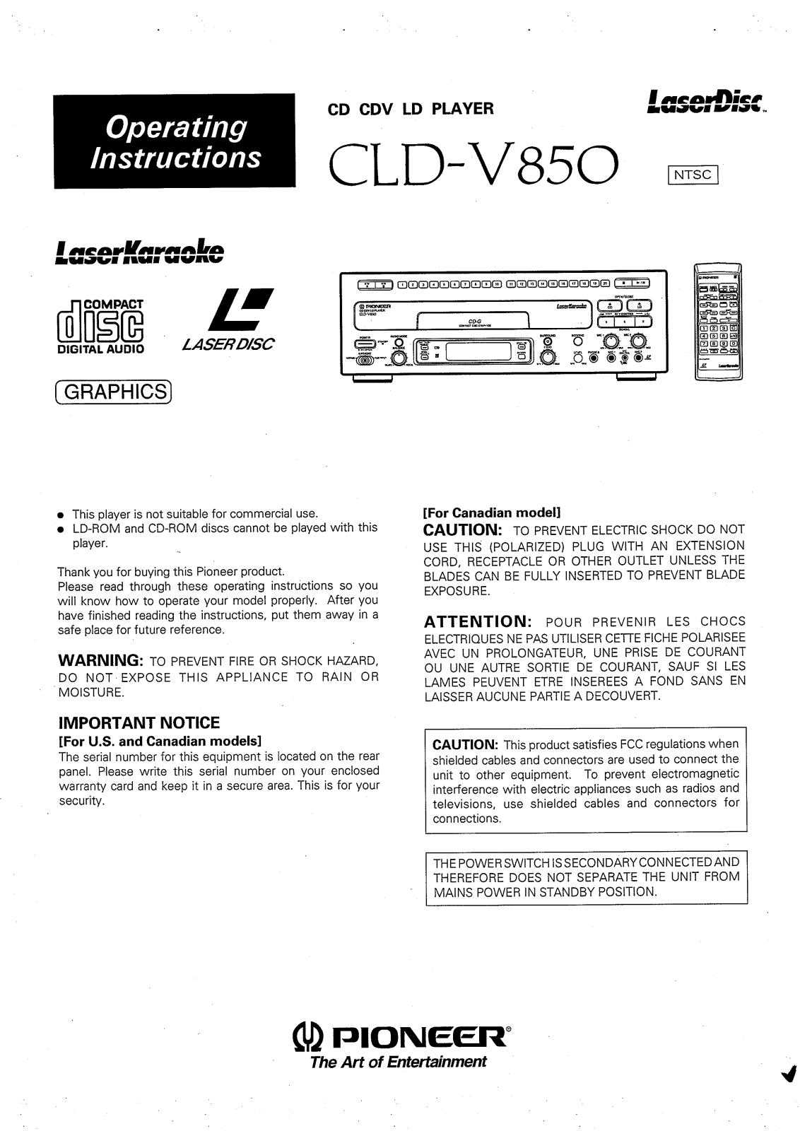 Pioneer CLD-V850 Schematic