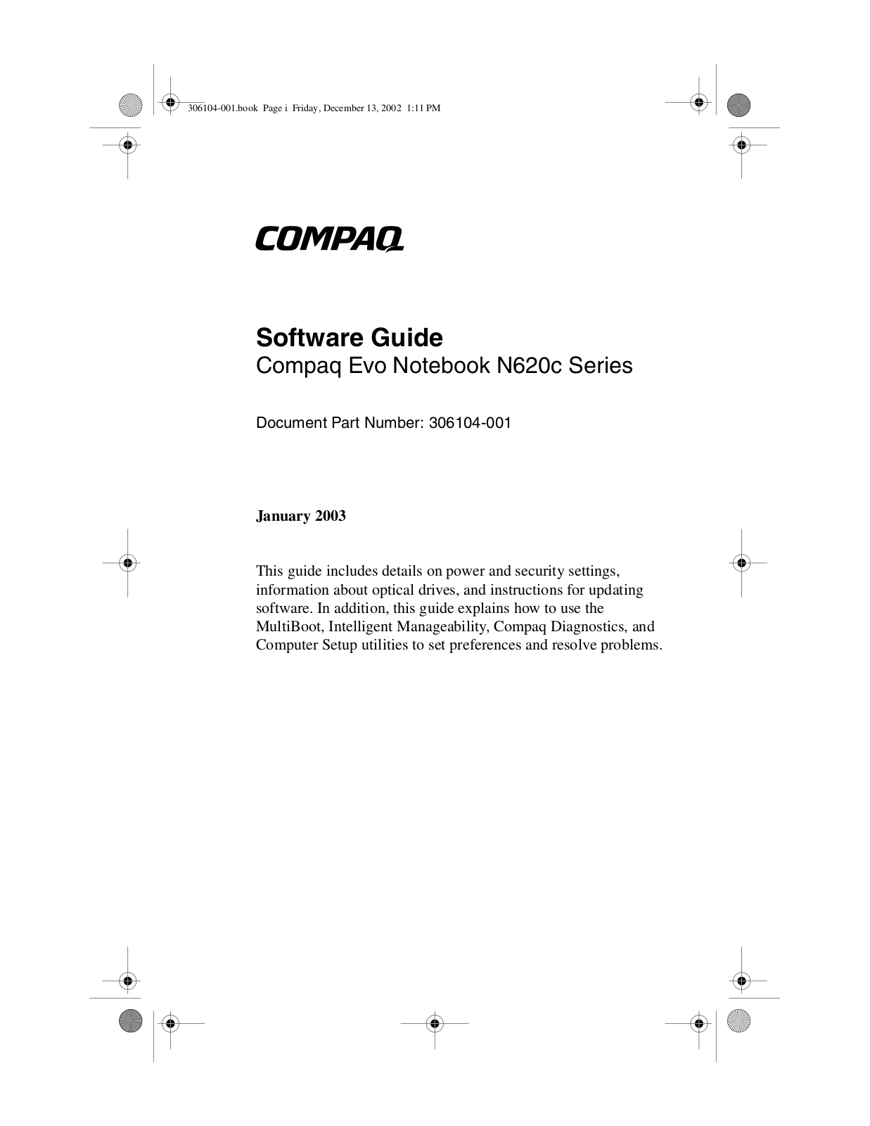 Compaq Evo Notebook N620c Software Guide