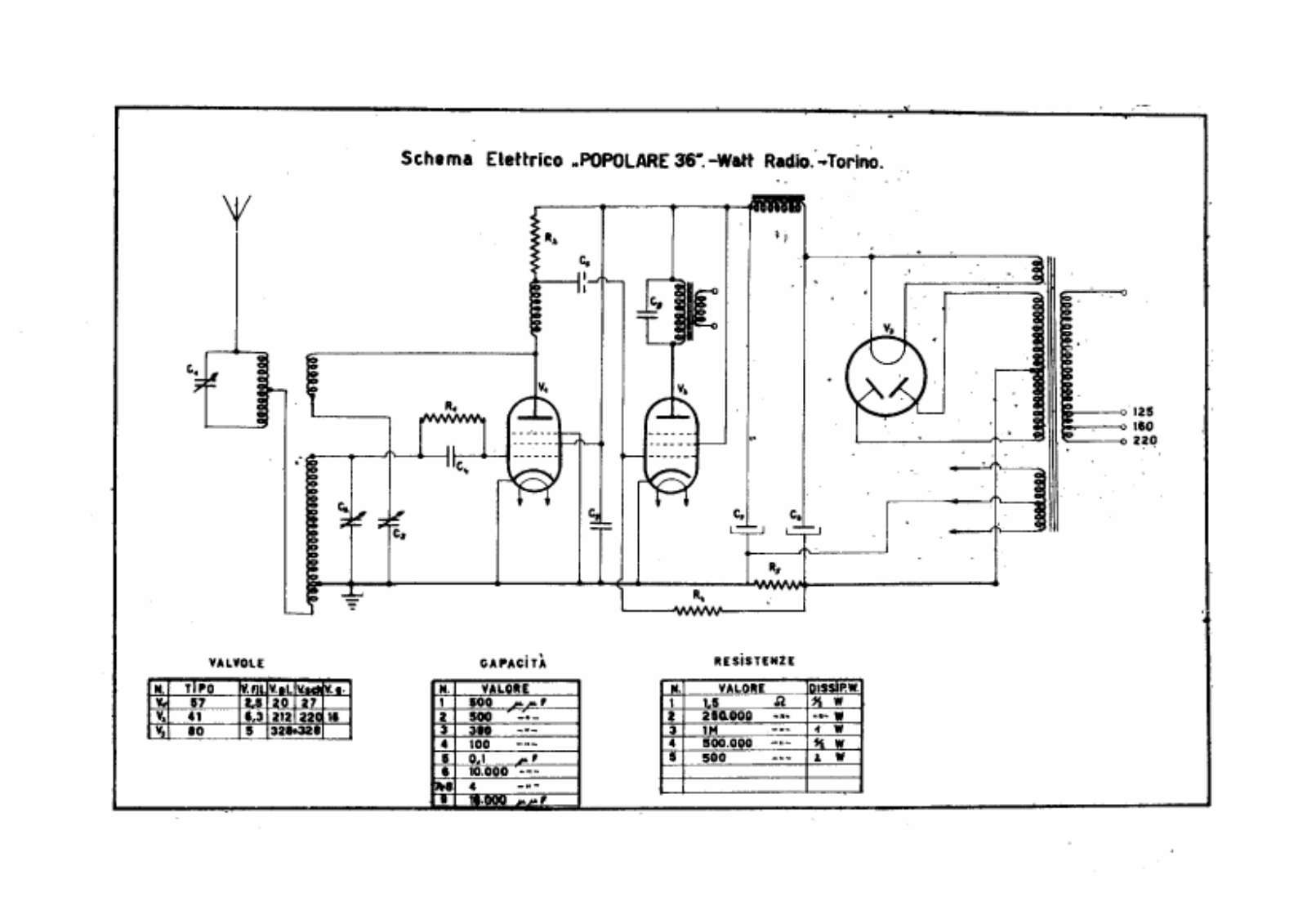 Watt Radio popolare 36 schematic