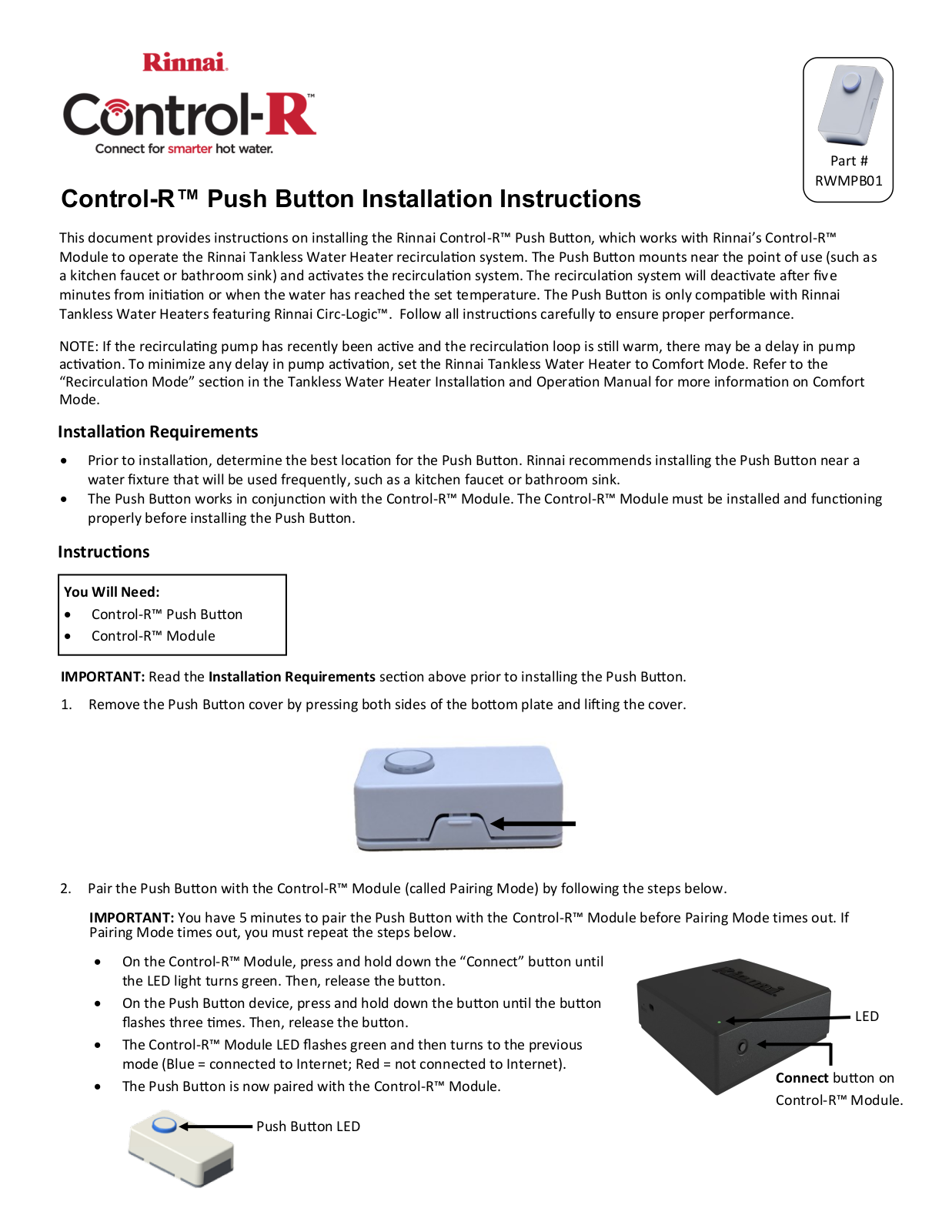 Rinnai RWMPB01 Installation Manual