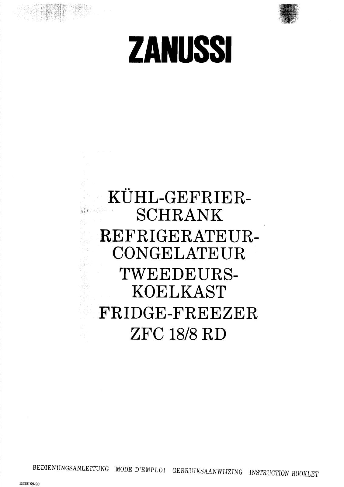 Zanussi ZFC18/8RD User Manual