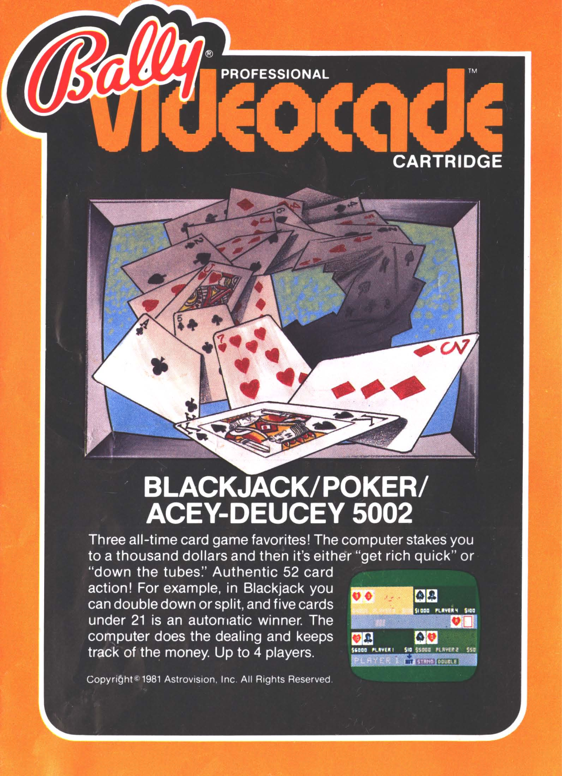 Astrovision Blackjack   Poker   Acey-Duecy User guide