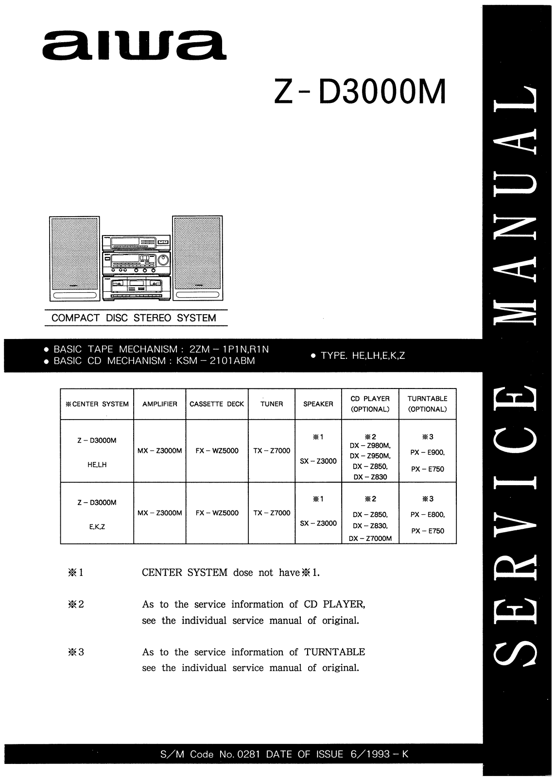 Aiwa Z-D3000M Schematic