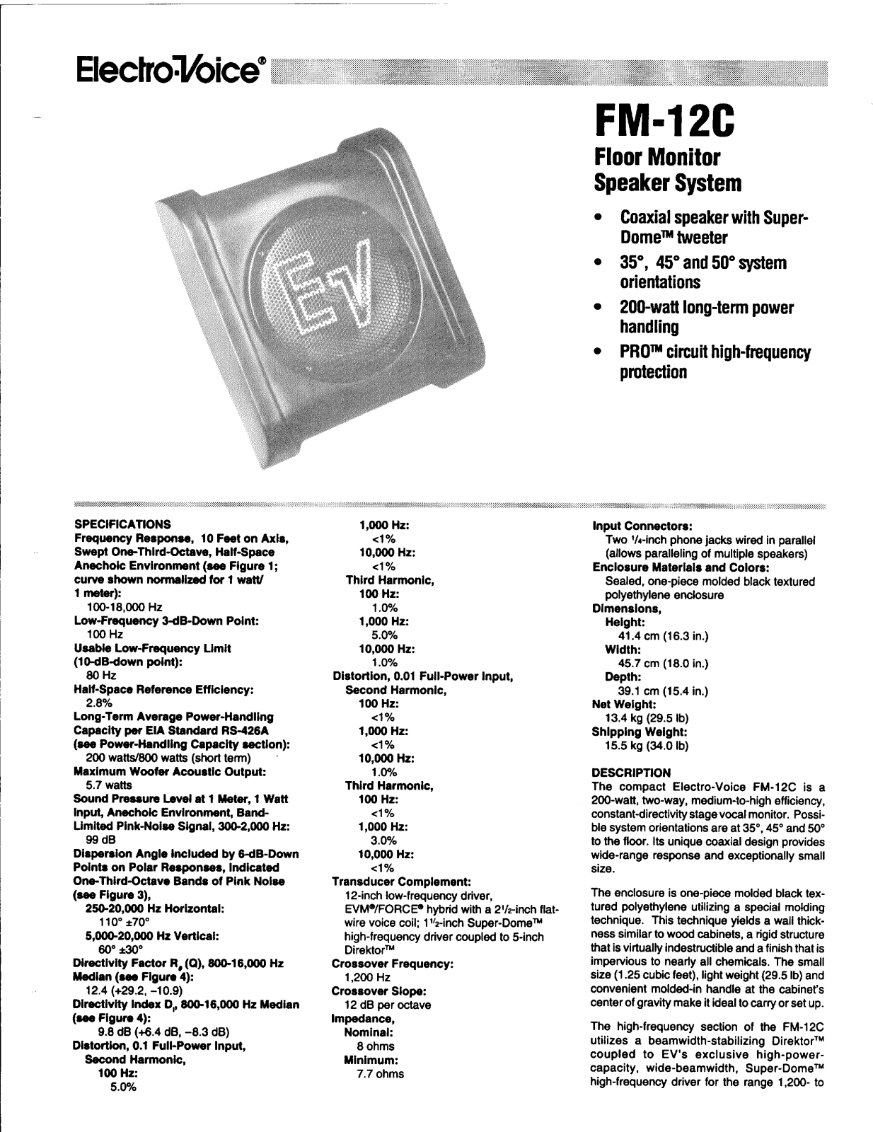 Electro-Voice FM12-C User Manual