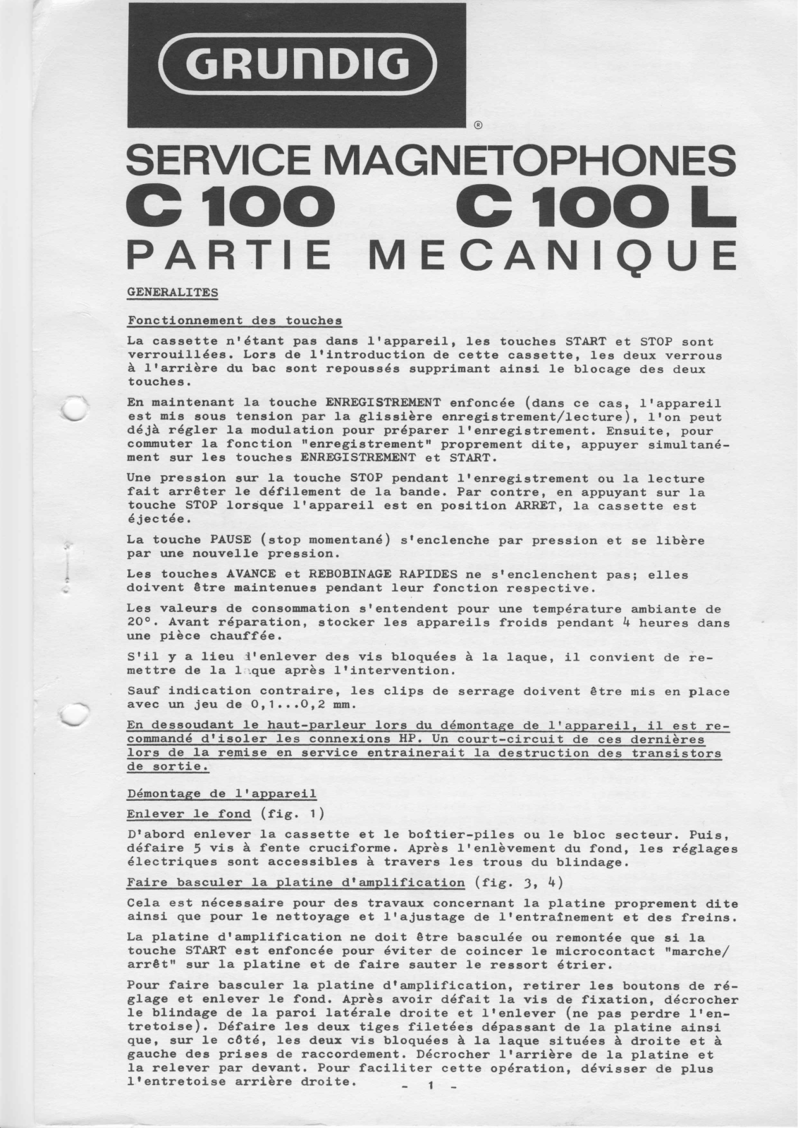 Grundig C-100-L, C-100 Service Manual