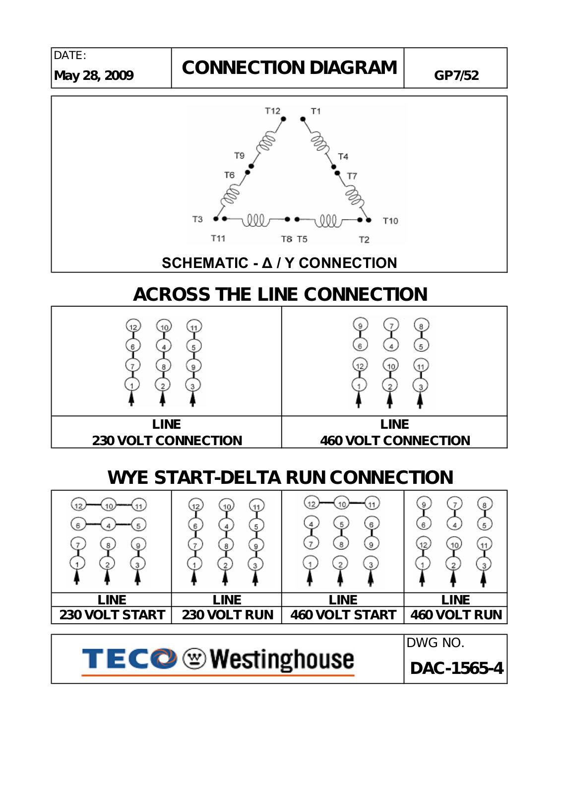 Teco GP7/52 Connection Diagram