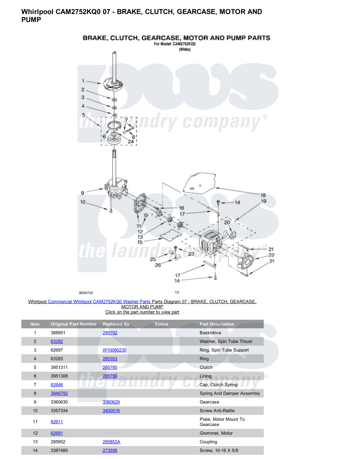 Whirlpool CAM2752KQ0 Parts Diagram