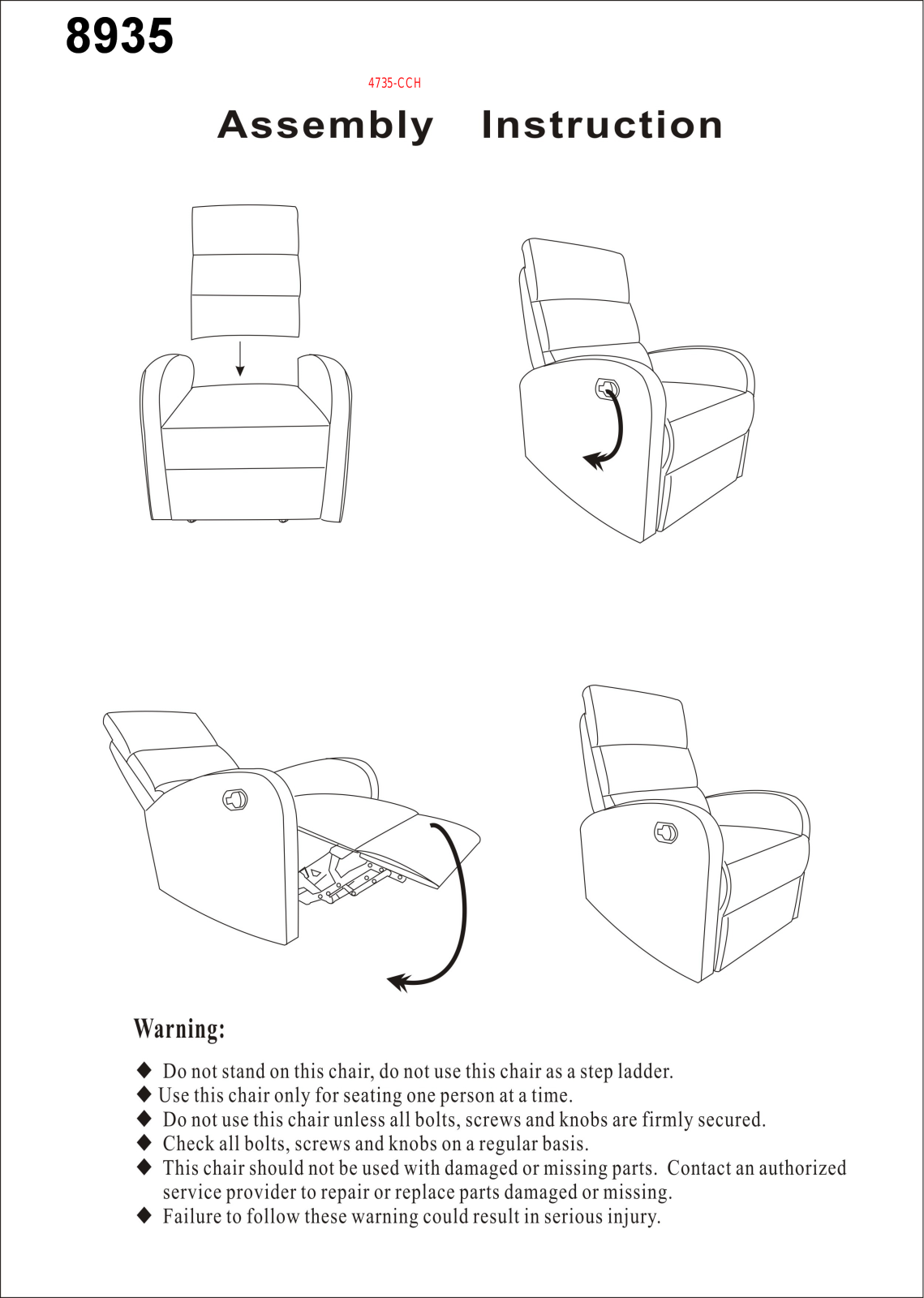 Chintaly 4735CHRWHT User Manual