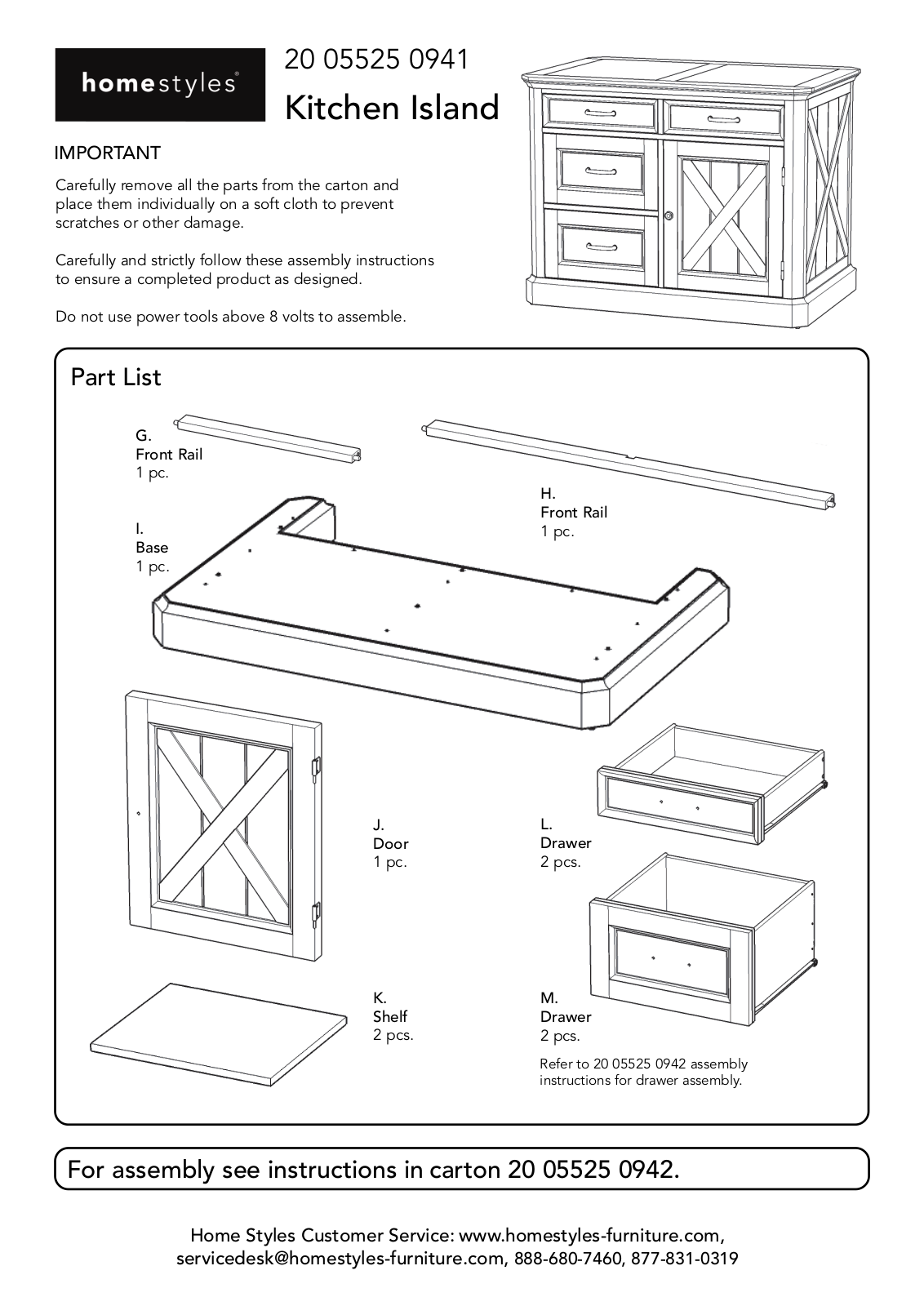 Homestyles 20 05525 0941 Assembly Instructions