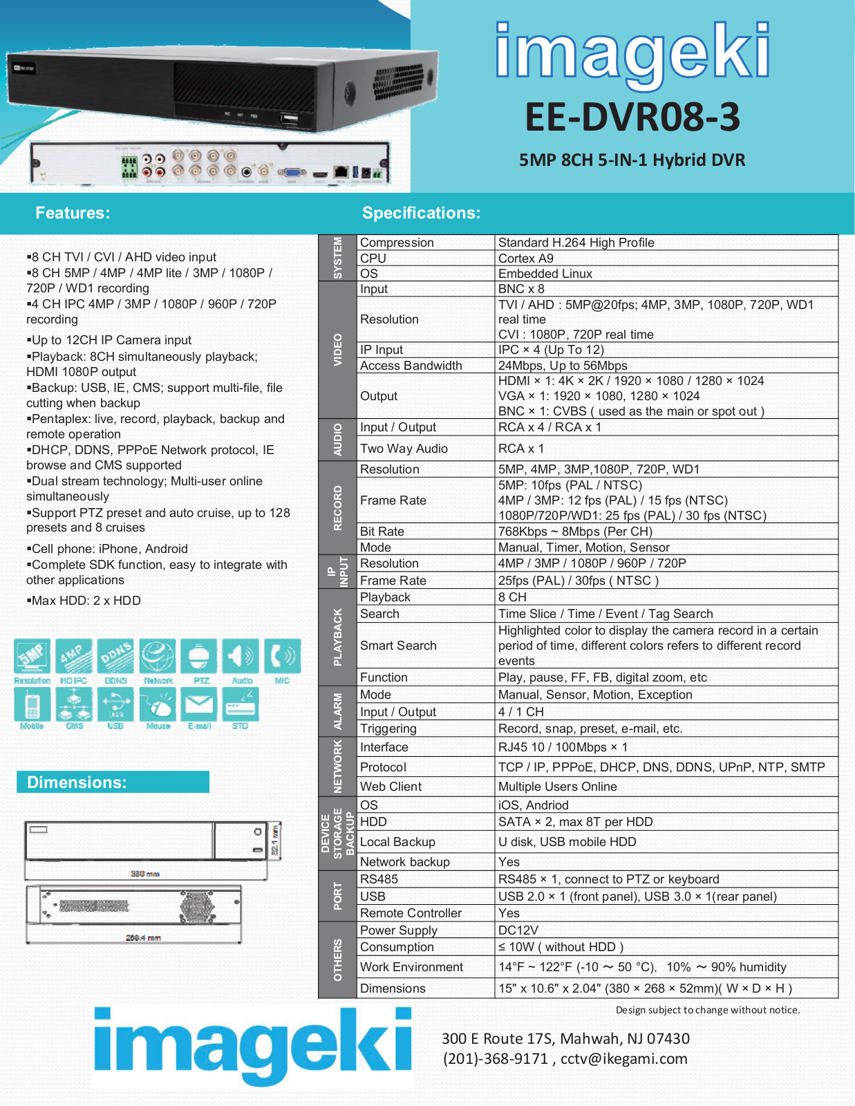 Ikegami EE-DVR08-3 Specsheet