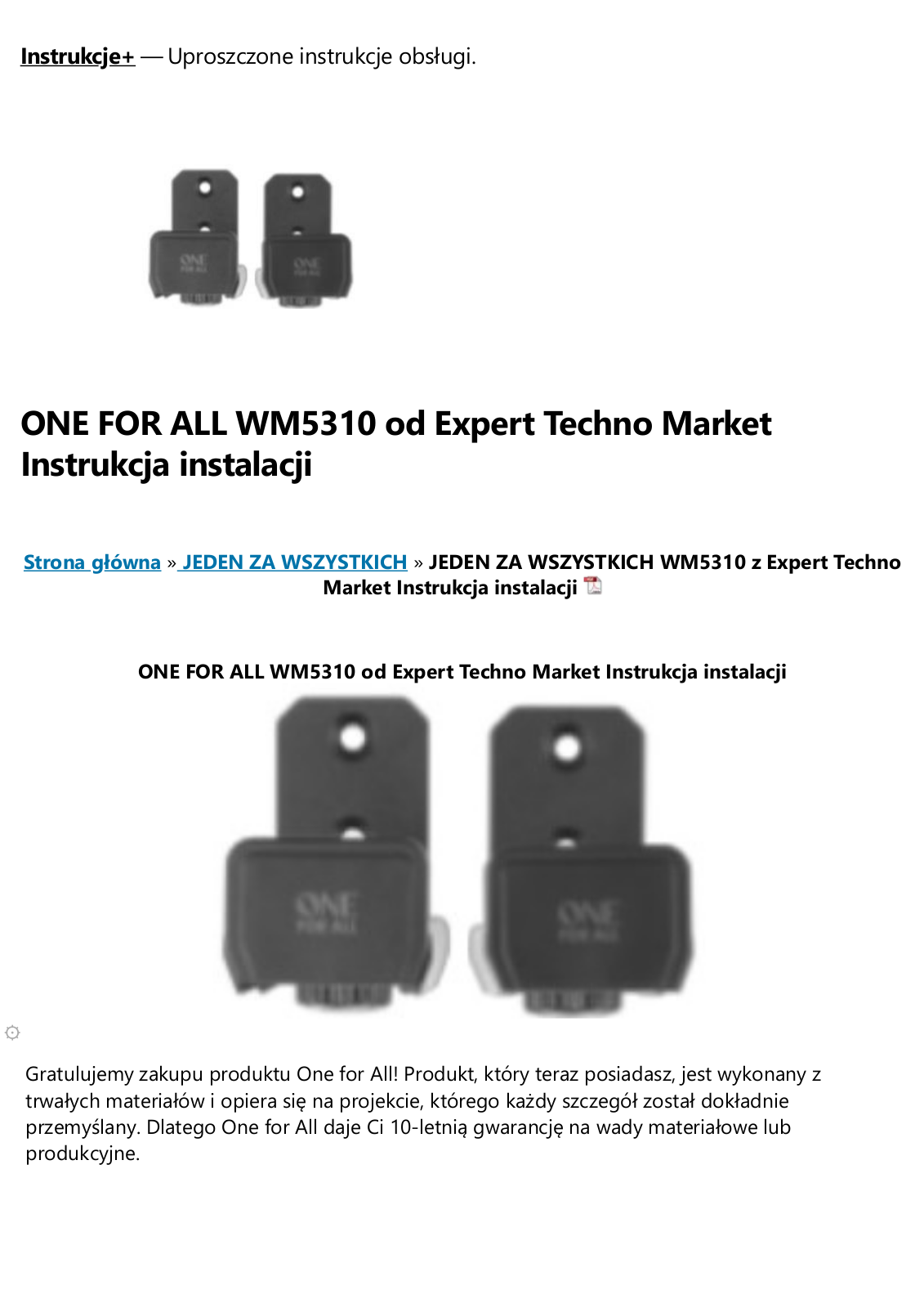 ONE FOR ALL WM5310 User guide - ManualMachine.com
