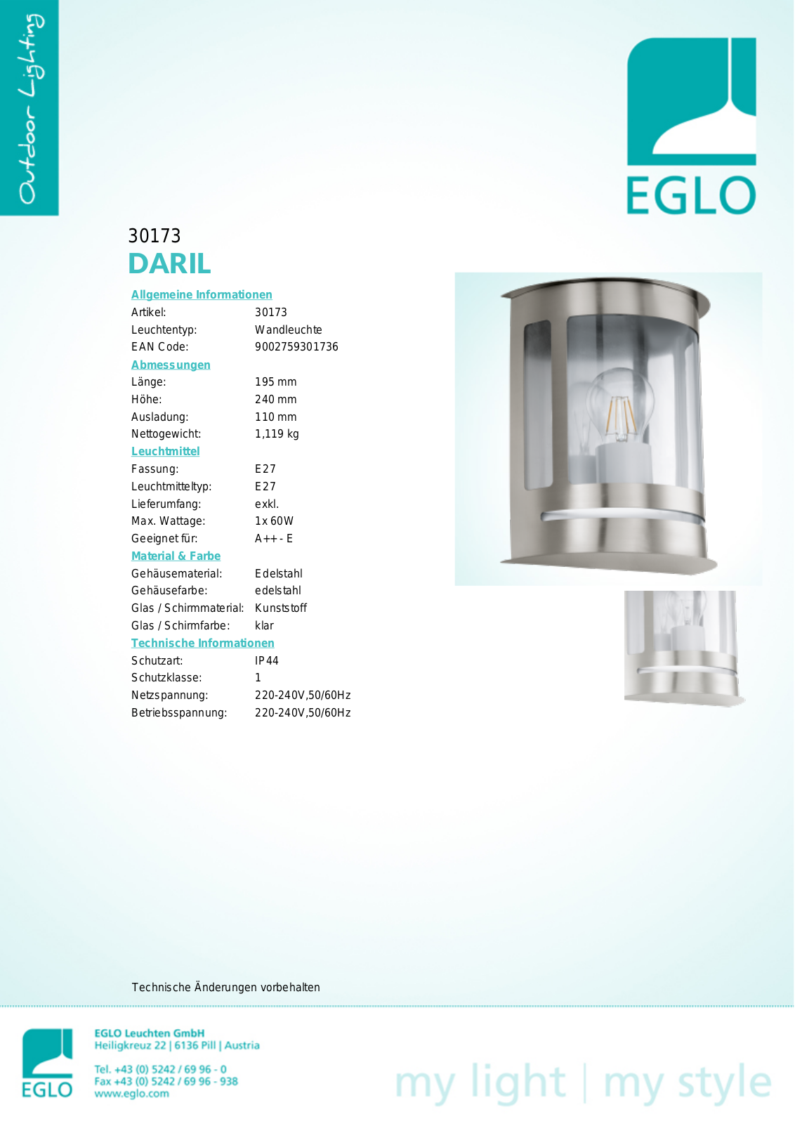 Eglo 30173 User Manual
