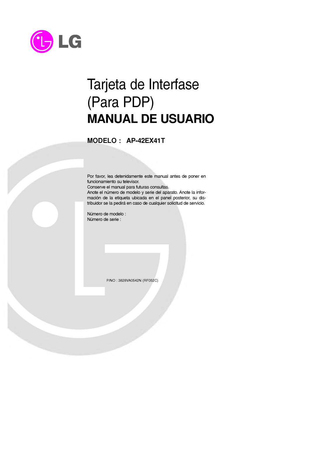 Lg ap-42ex41t User Manual