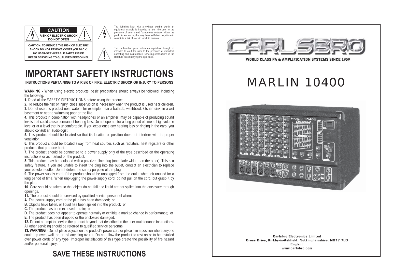 Carlsbro MARLIN 10400 User Manual