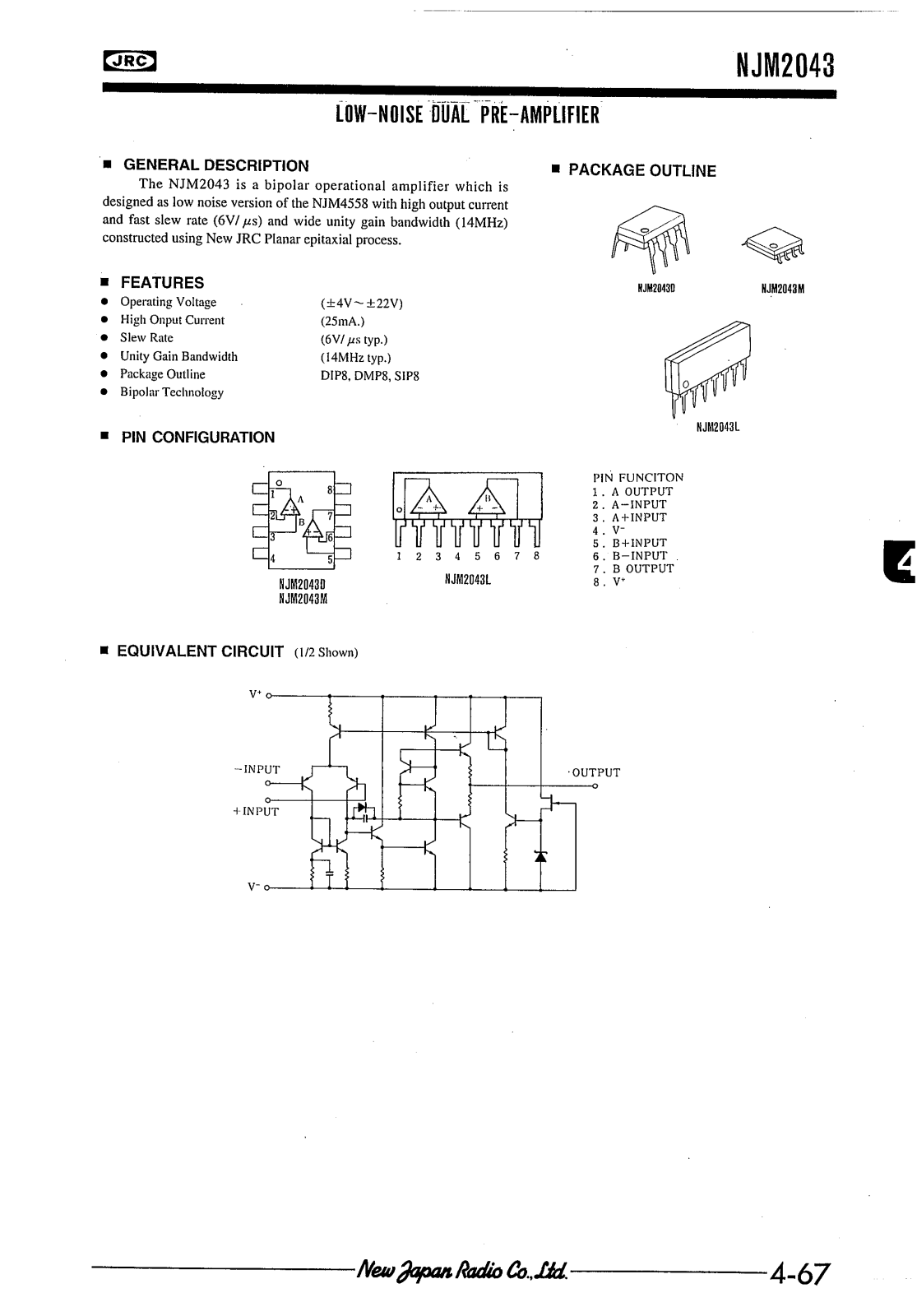 JRC NJM2043M, NJM2043L, NJM2043D Datasheet