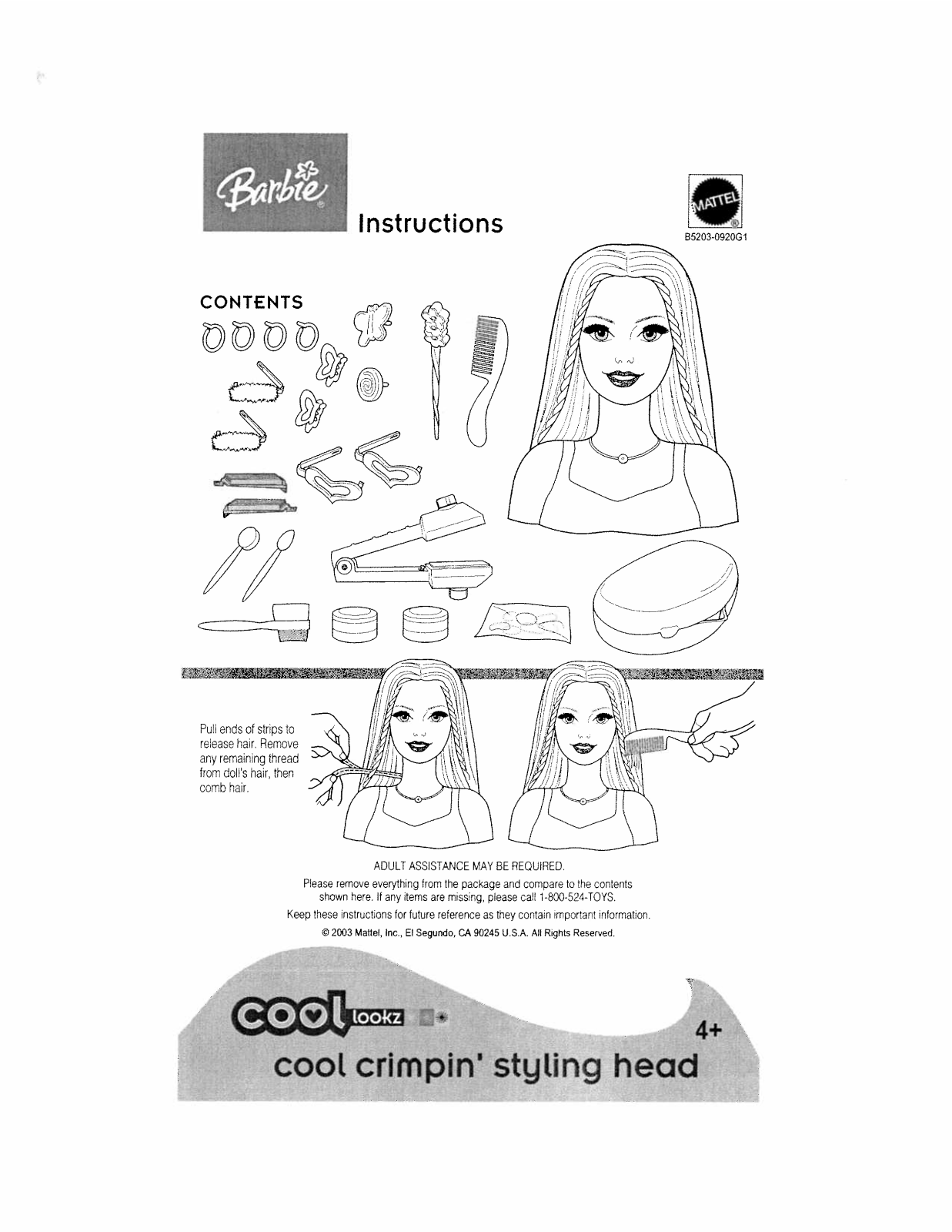 Fisher-Price B5203 Instruction Sheet