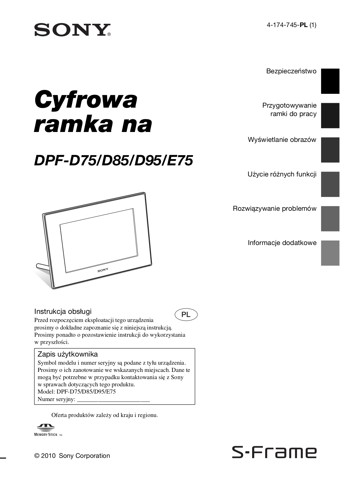 Sony DPF-E75 User Manual