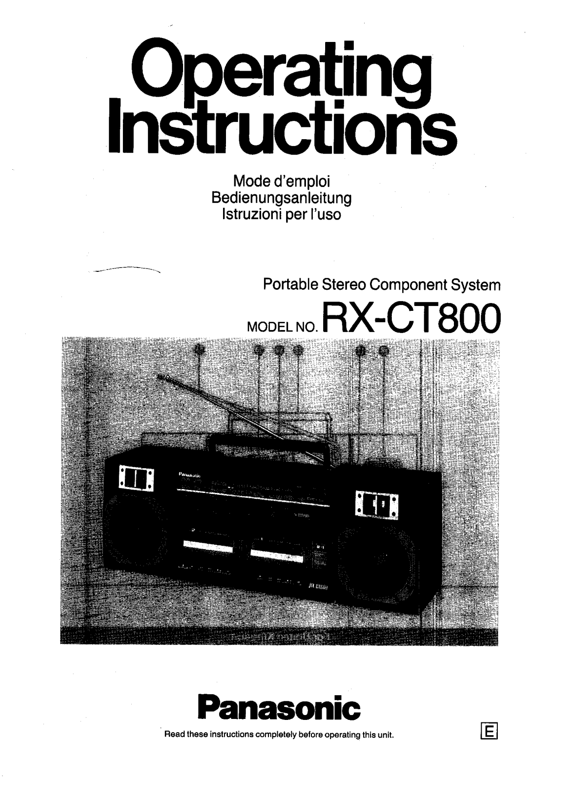 Panasonic RX-CT800 User Manual