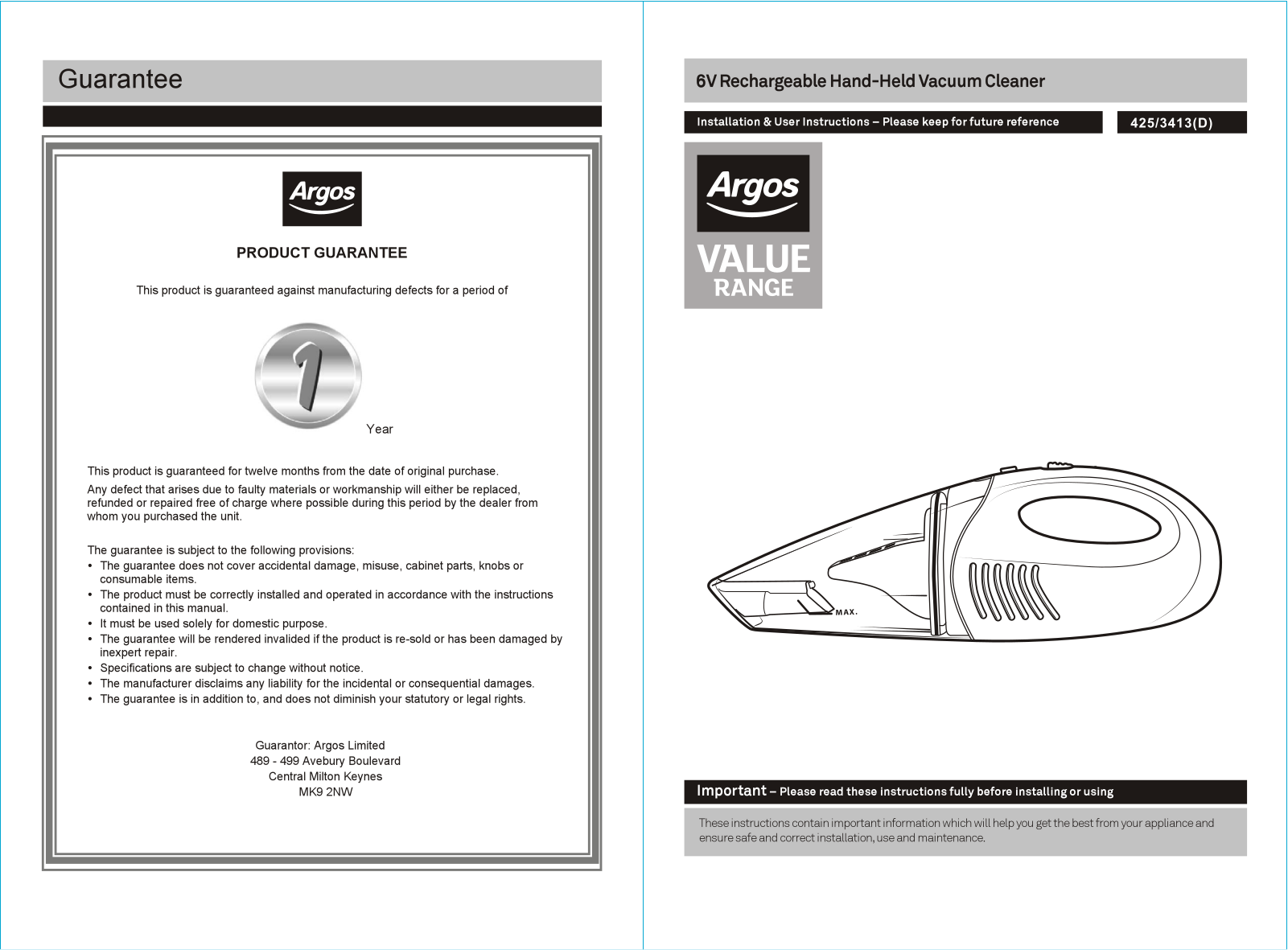 Argos SLX217D ASSEMBLY INSTRUCTIONS