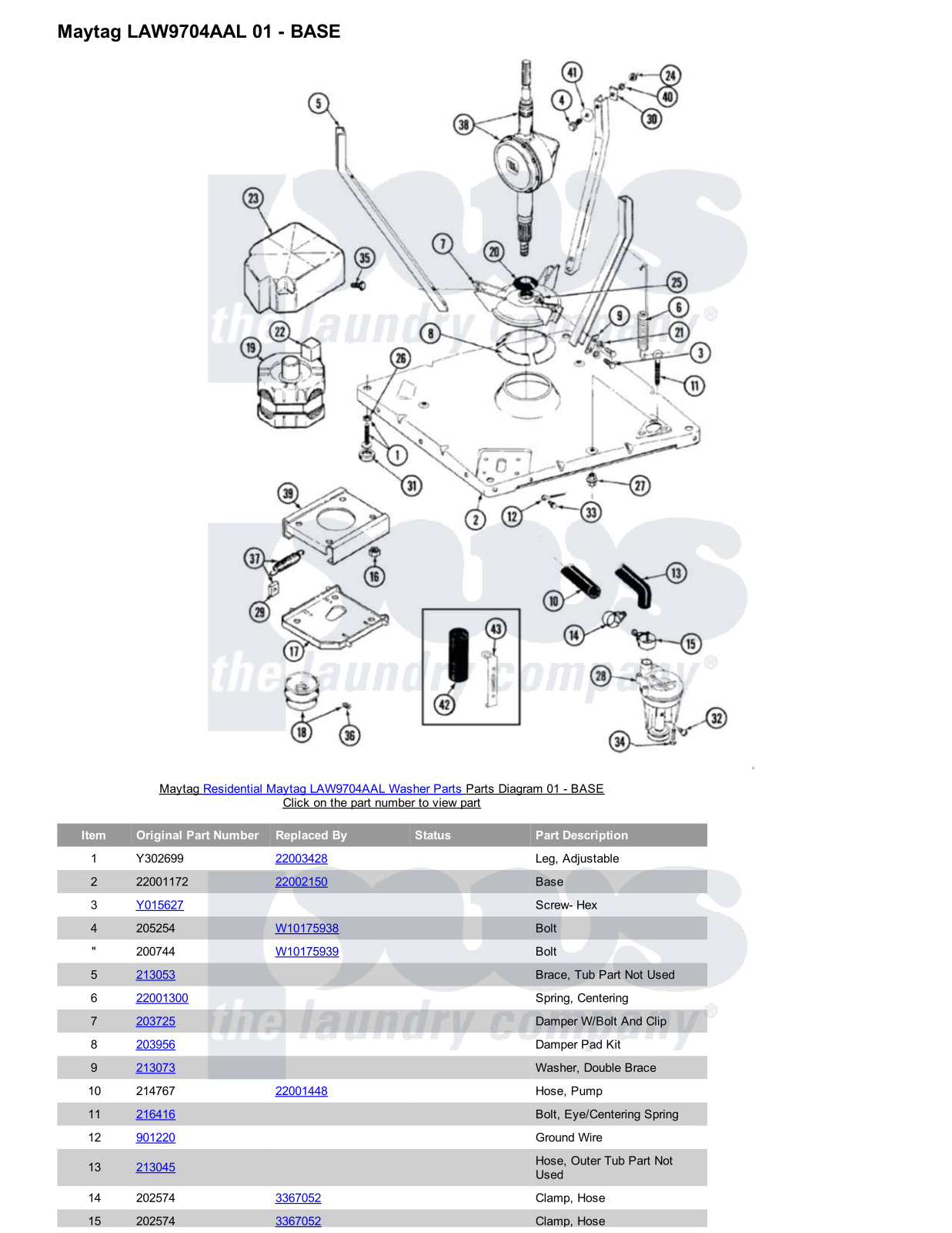 Maytag LAW9704AAL Parts Diagram