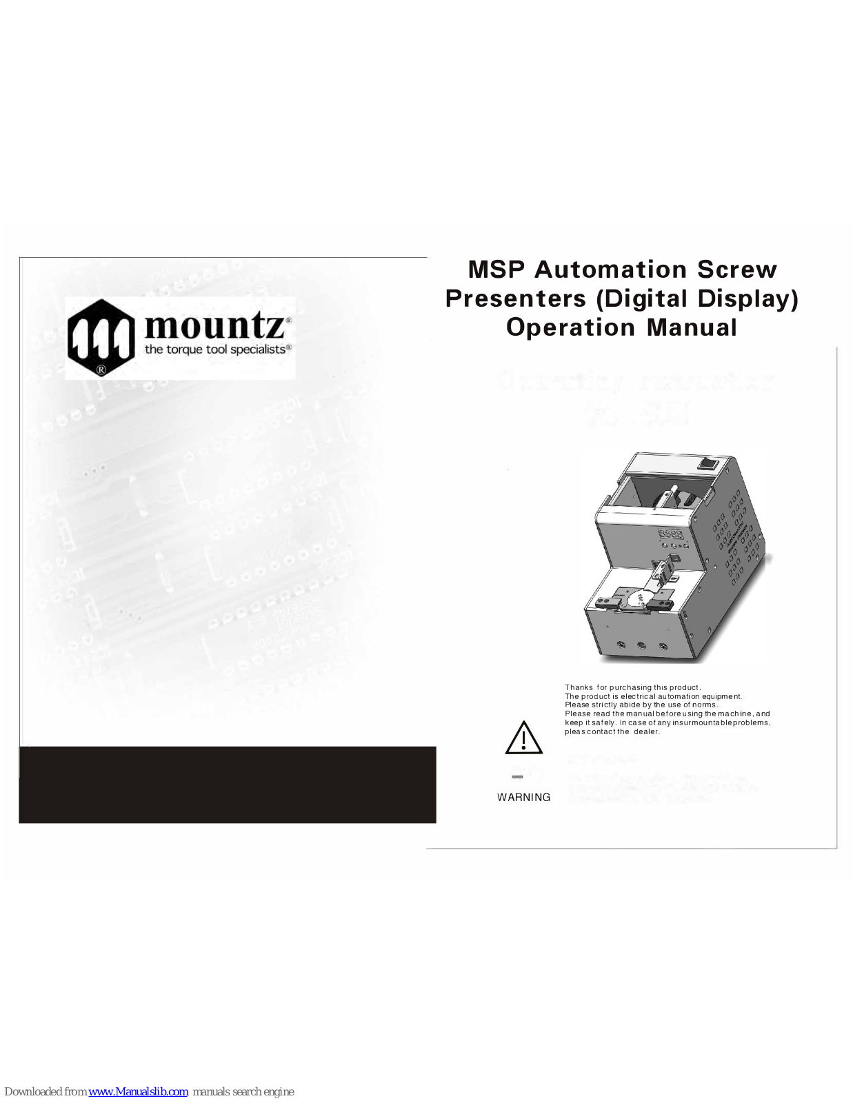 Mountz MSP, MSP619 Operation Manual - ManualMachine.com