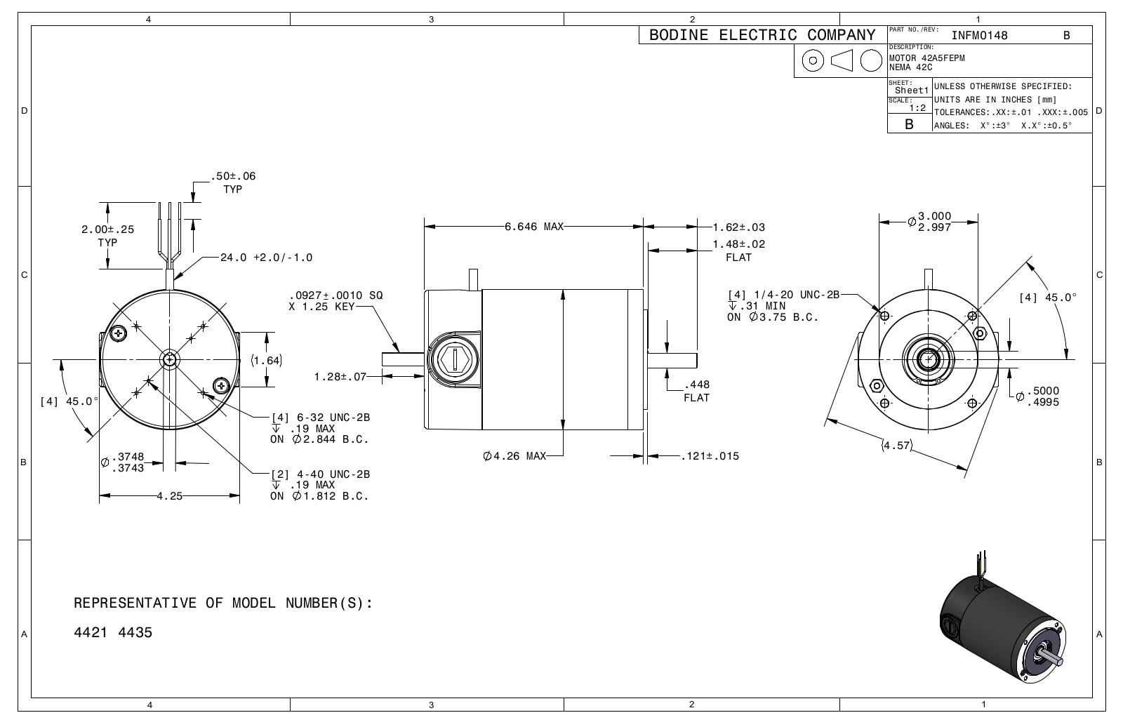 Bodine 4421, 4435 Reference Drawing