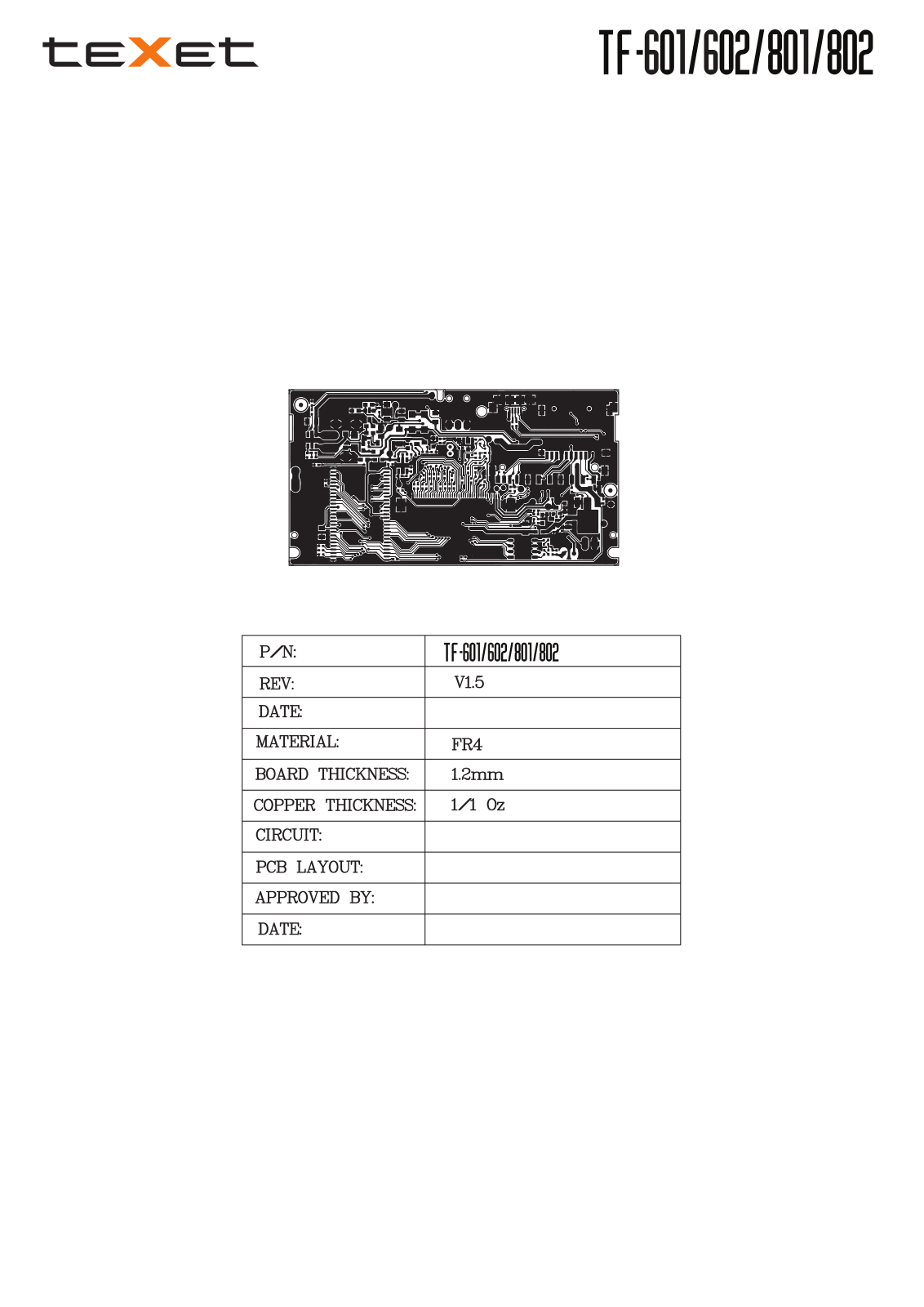 Texet TF-601, TF-602, TF-801, TF-802 Schematic