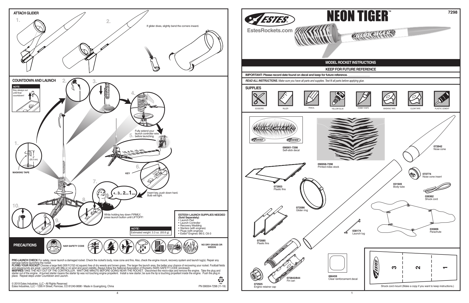 Estes Neon Tiger, 7298 User guide - ManualMachine.com