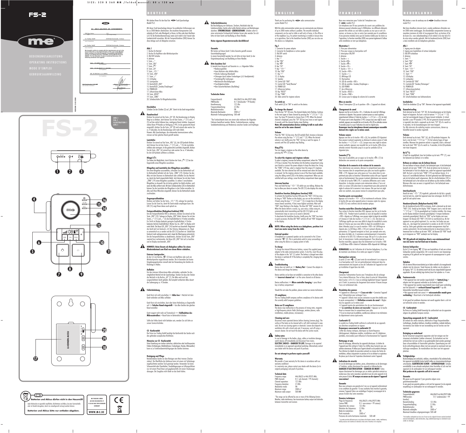 m-e modern-electronics FS 2 Operating Instructions