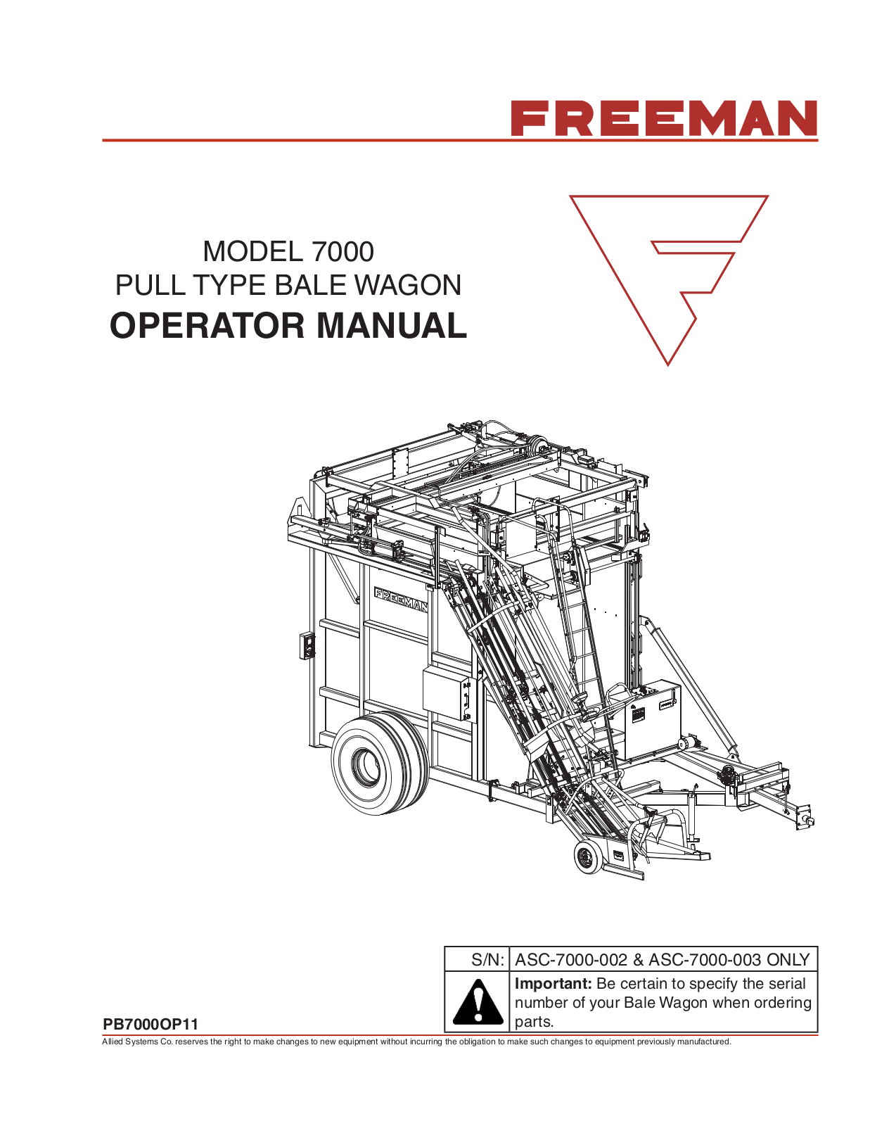 Freeman 7000 Operator's Manual