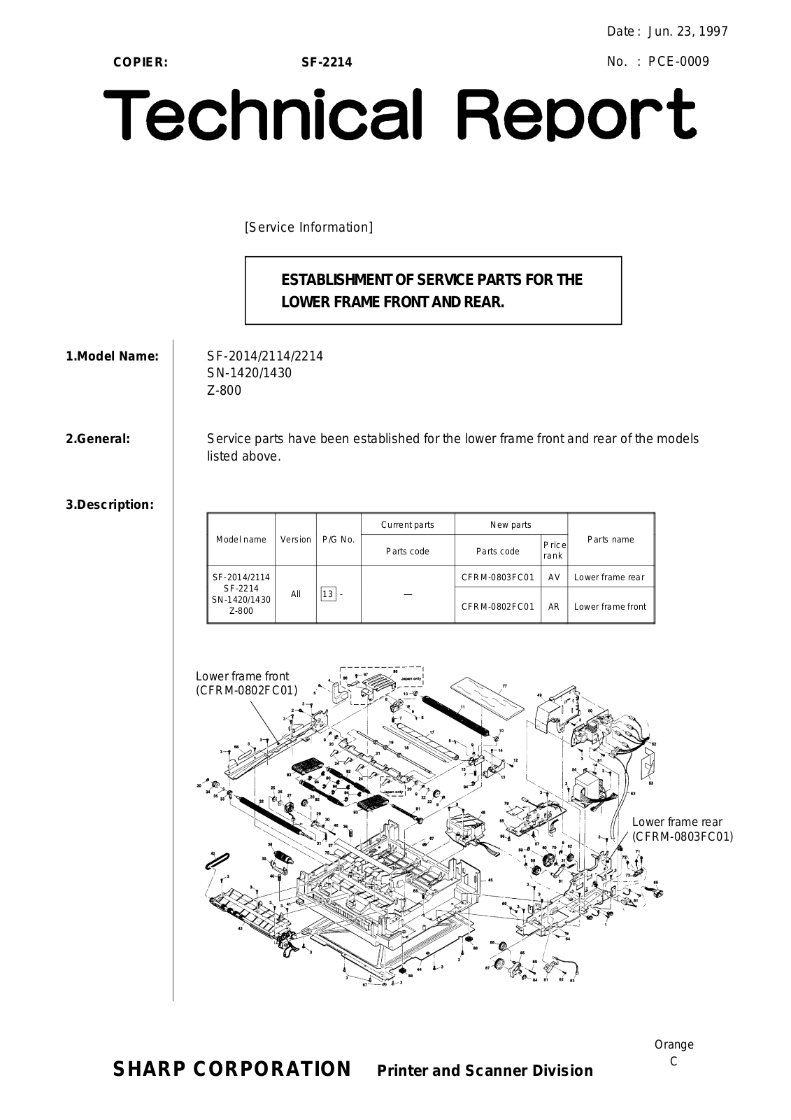 SHARP PCE009 Technical Report