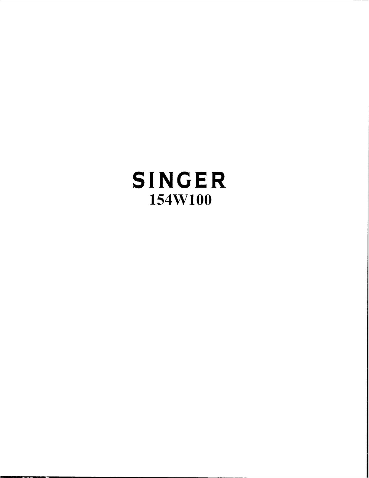 Singer 154W100 User Manual