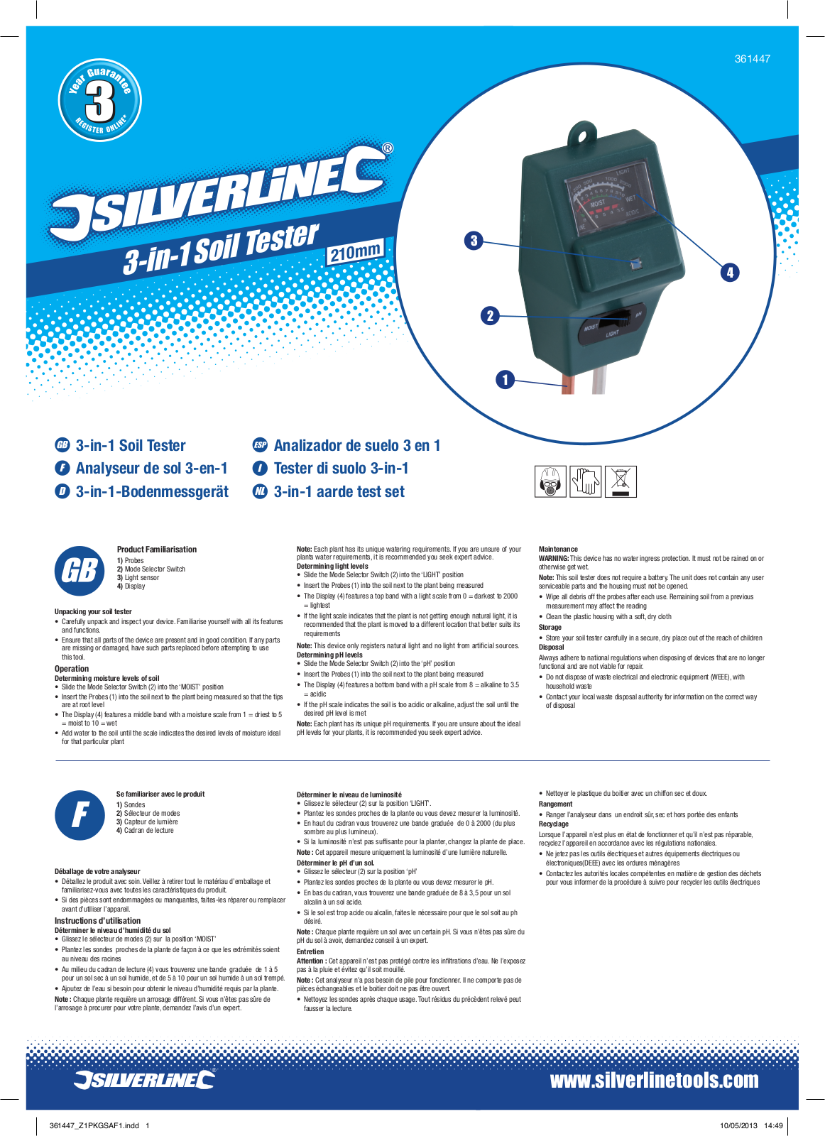 Silverline Soil Tester User Manual