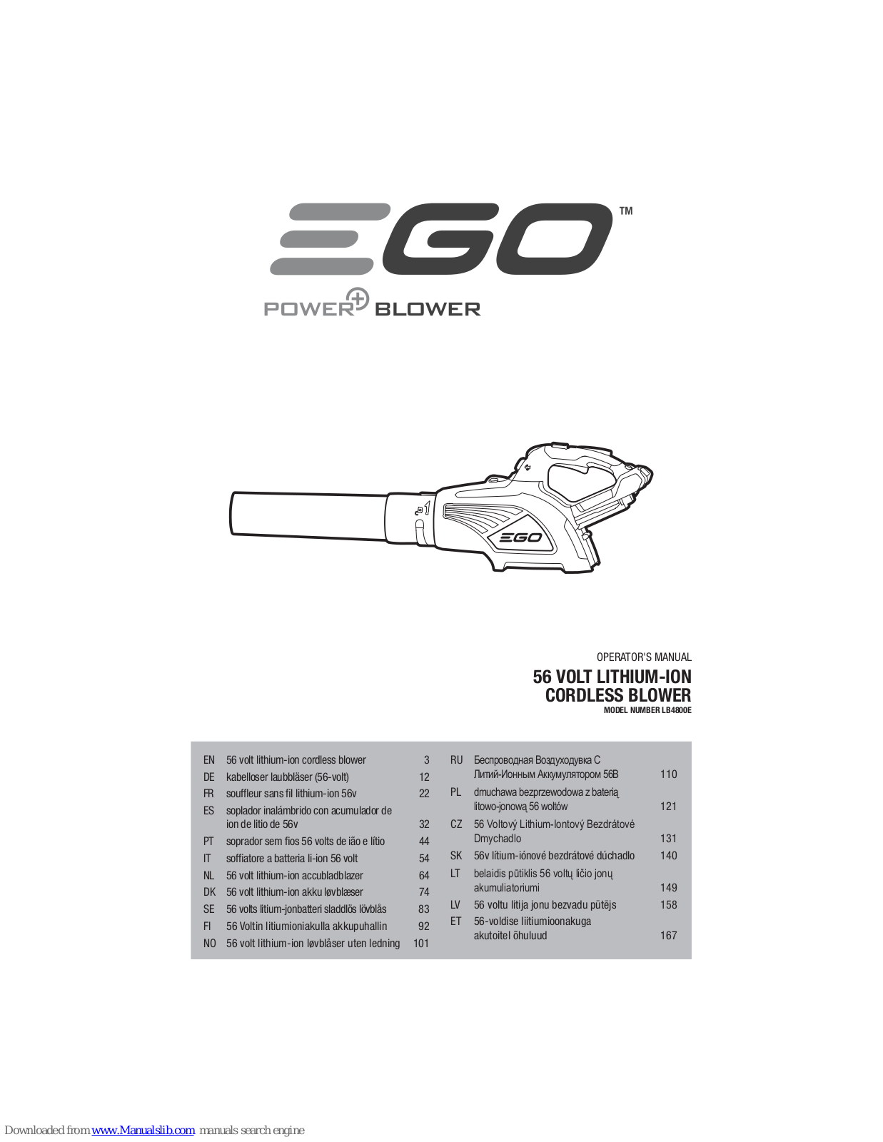 Ego Power+ LB4800E Operator's Manual