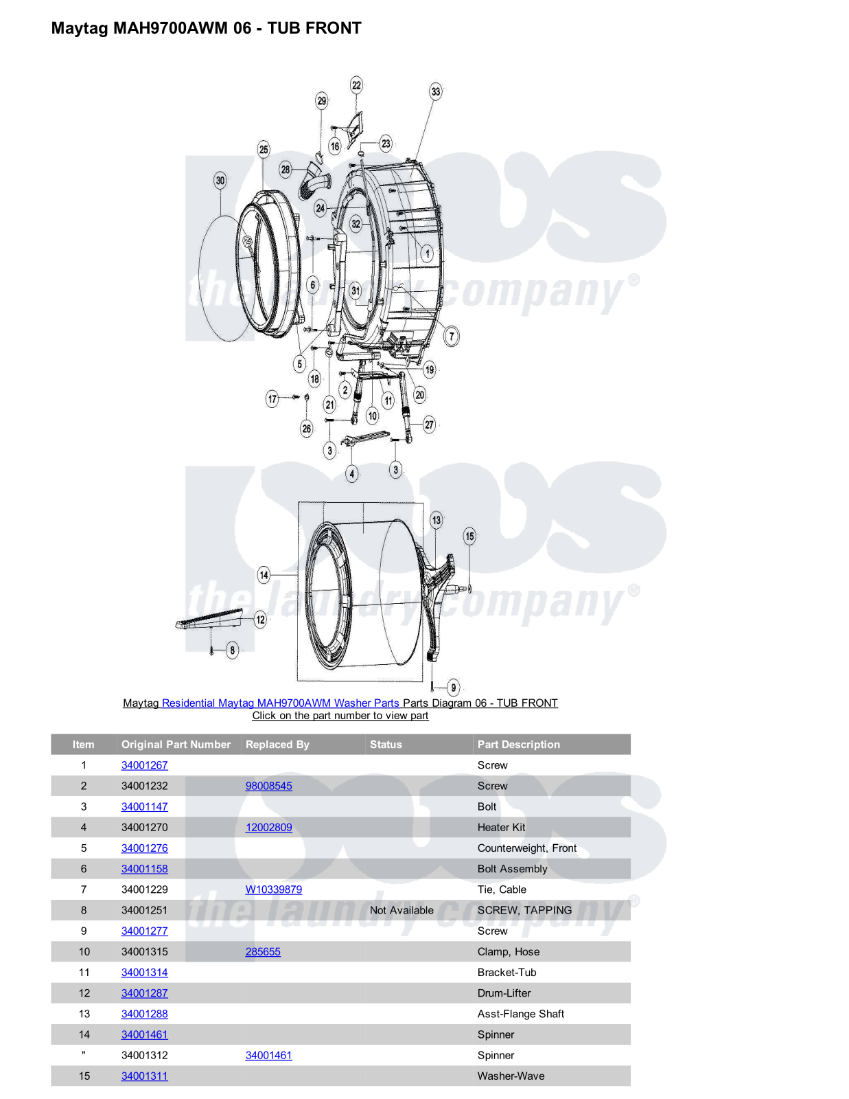 Maytag MAH9700AWM Parts Diagram