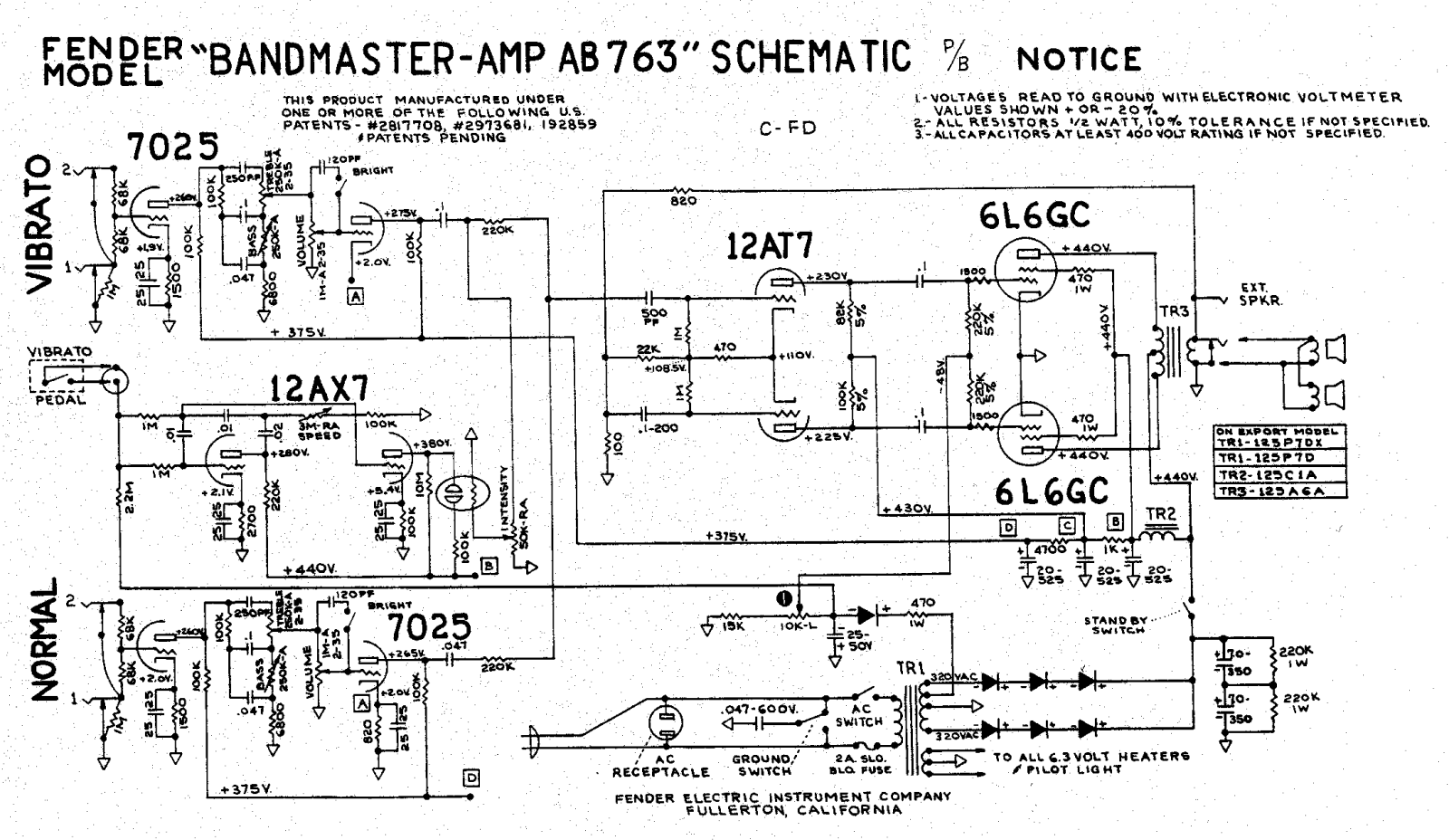 Fender AB763 Schematic