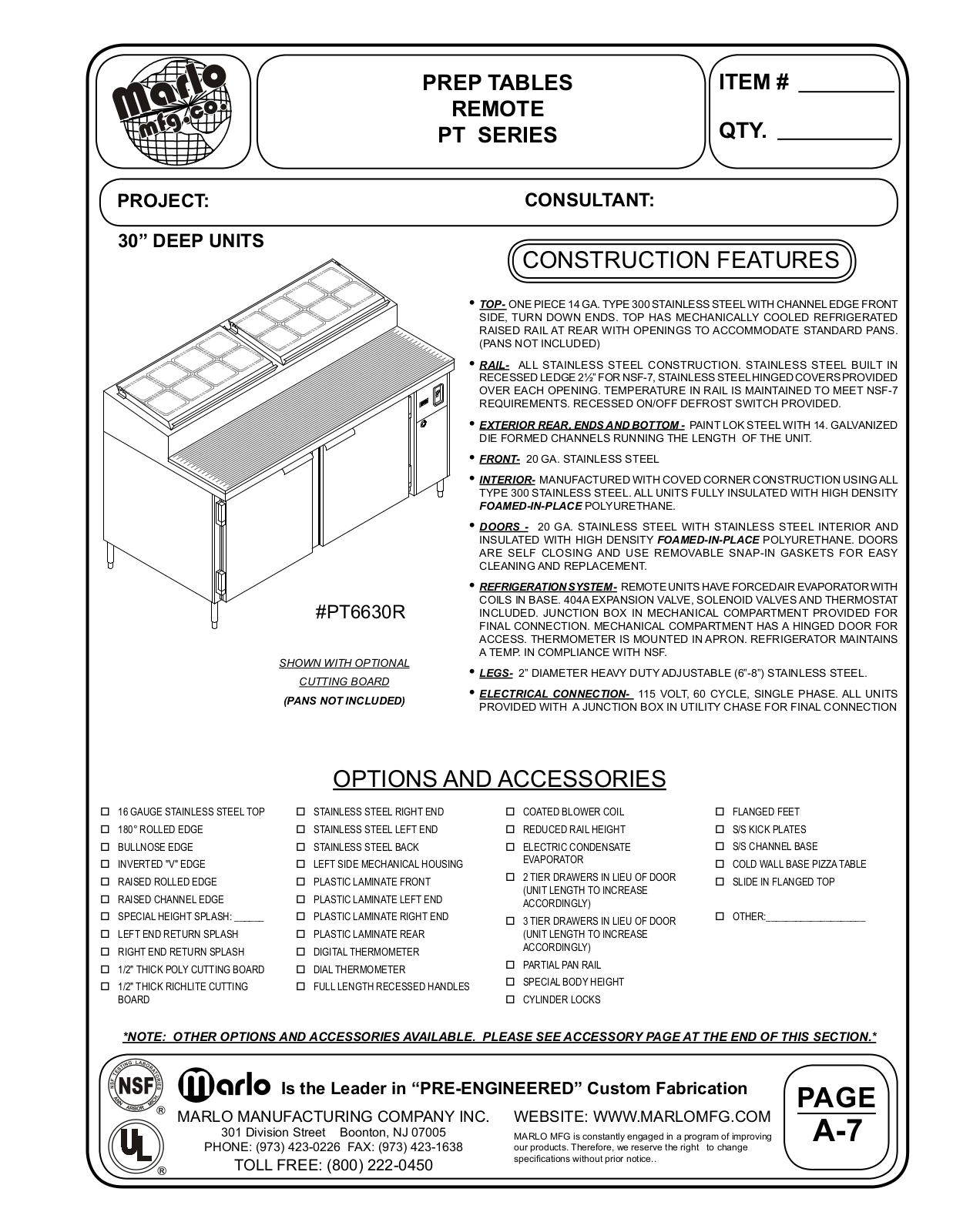 Marlo PT10630R User Manual